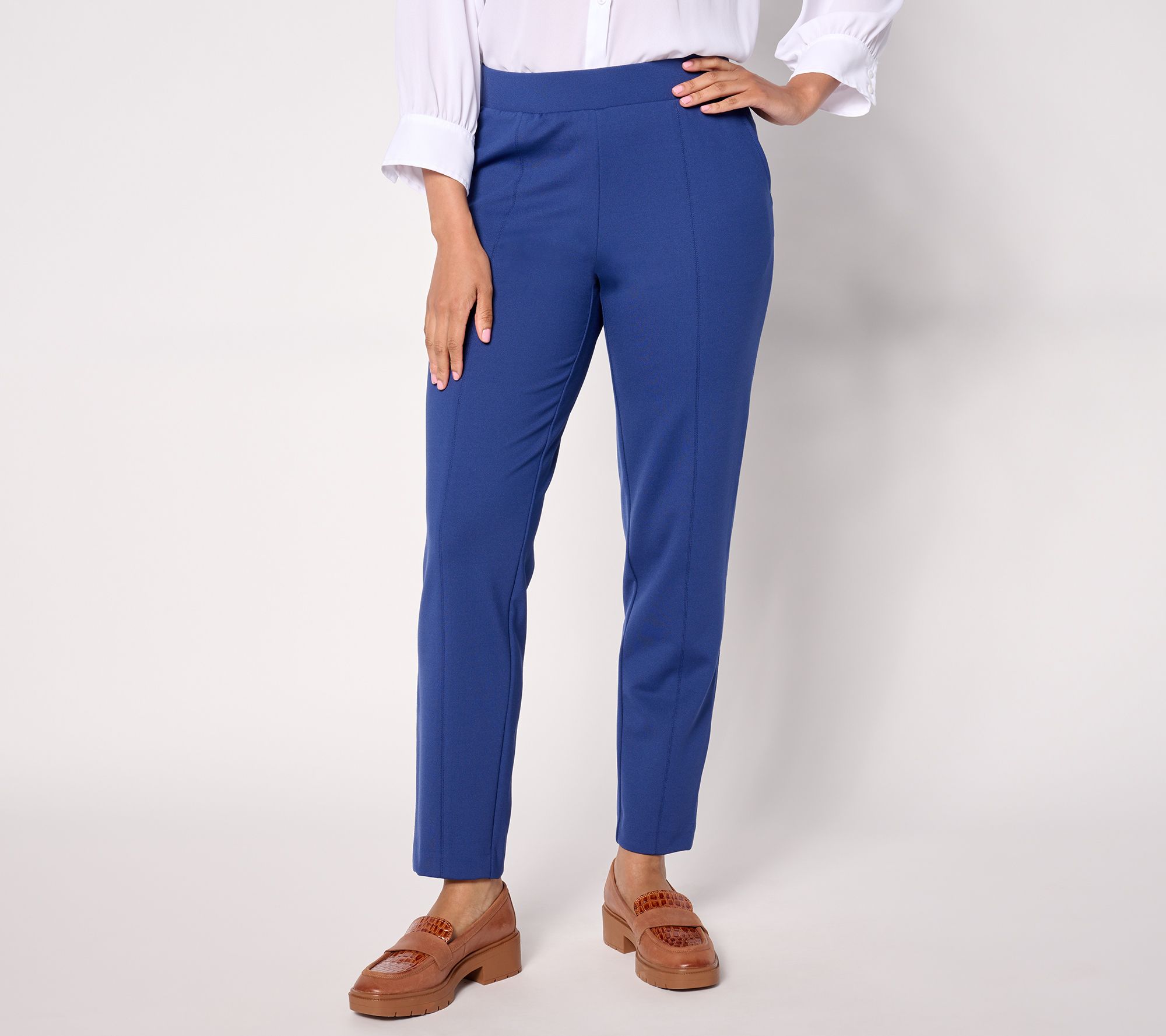 Isaac Mizrahi Live! Regular Icon Crepe Slim Straight Ankle Pants
