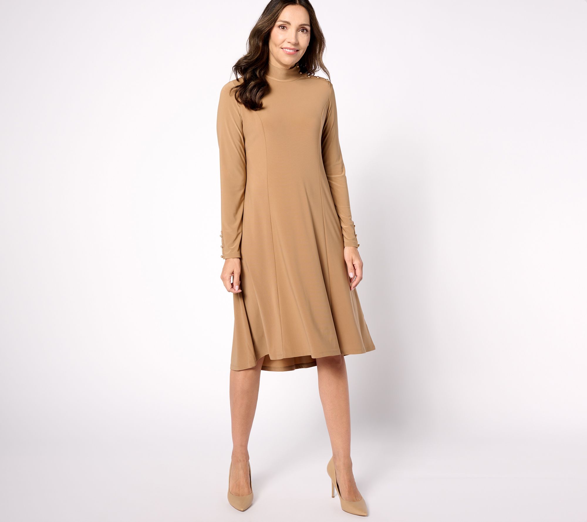 "As Is" Dennis Basso Petite Italia Knit Mock Neck Dress