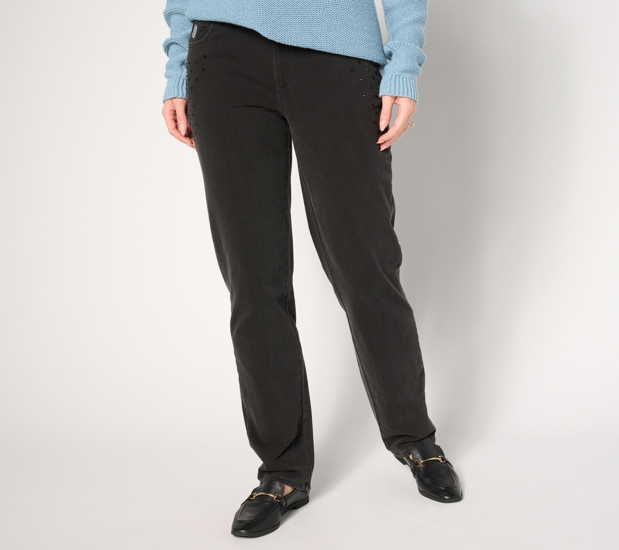 Quacker Factory Regular DreamJeannes Flat Waistband Straight Leg