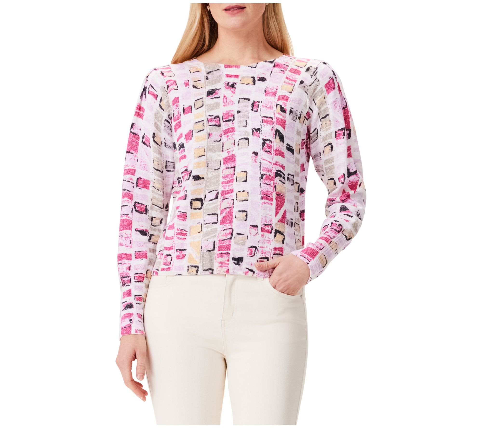 NIC+ZOE Geo Mosaic Sweater
