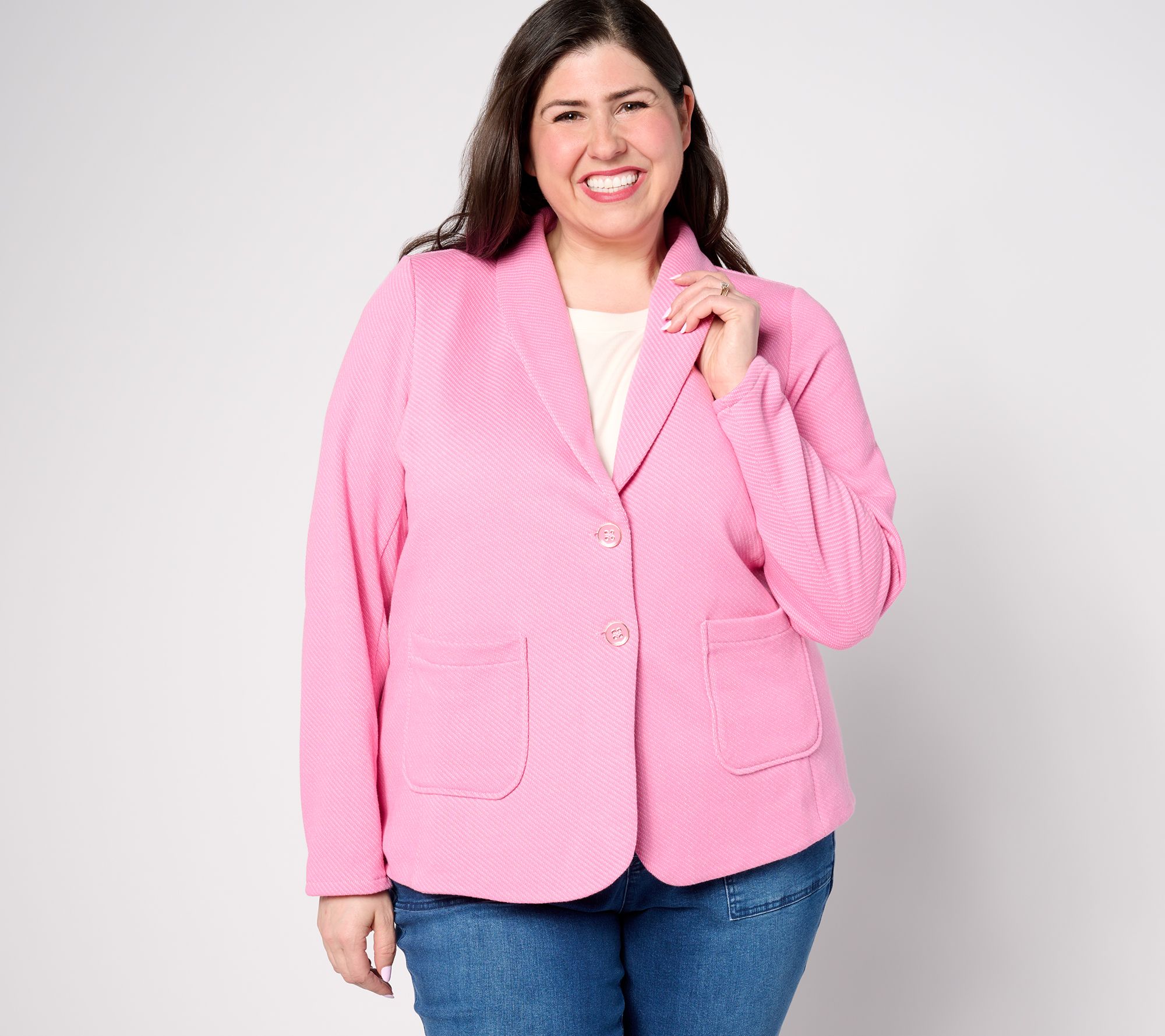 "As Is" Susan Graver Weekend Heathered Twill Terry Blazer