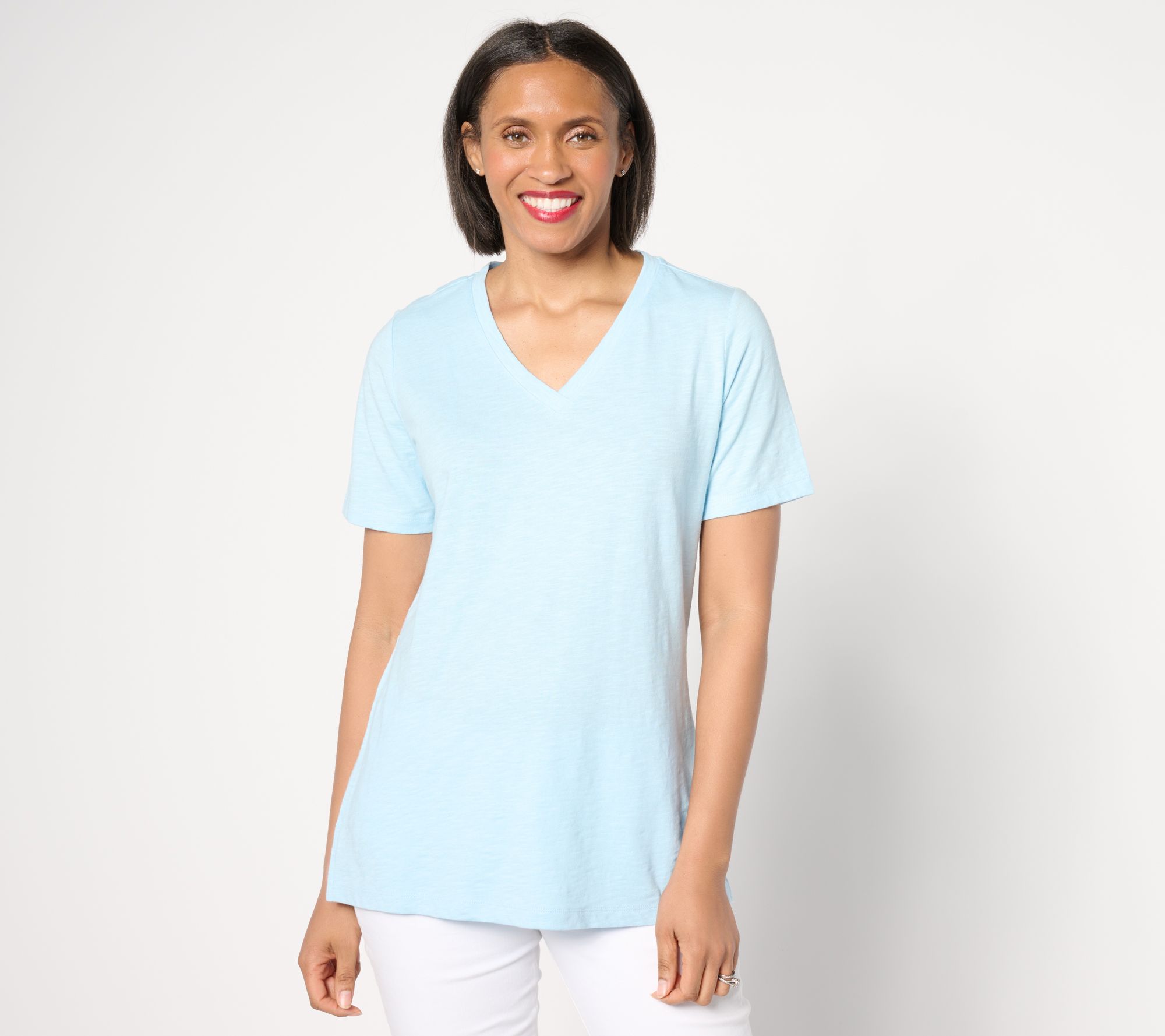 "As Is" Denim & Co. Naturals Linen Slub Crossover V-Neck Top