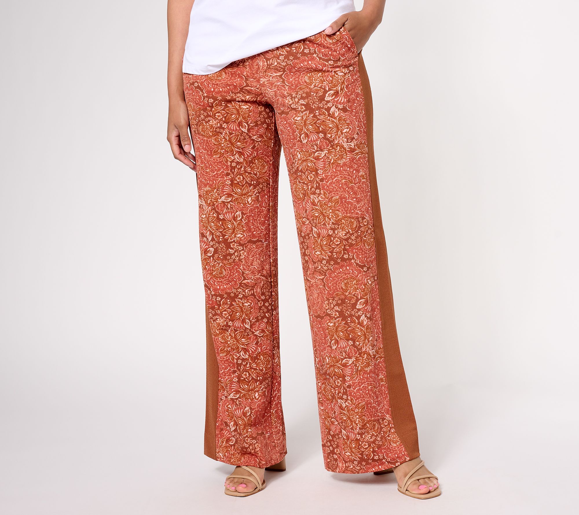 "As Is" Isaac Mizrahi Live! Tall Printed Pebble Knit Full Lgth Pants