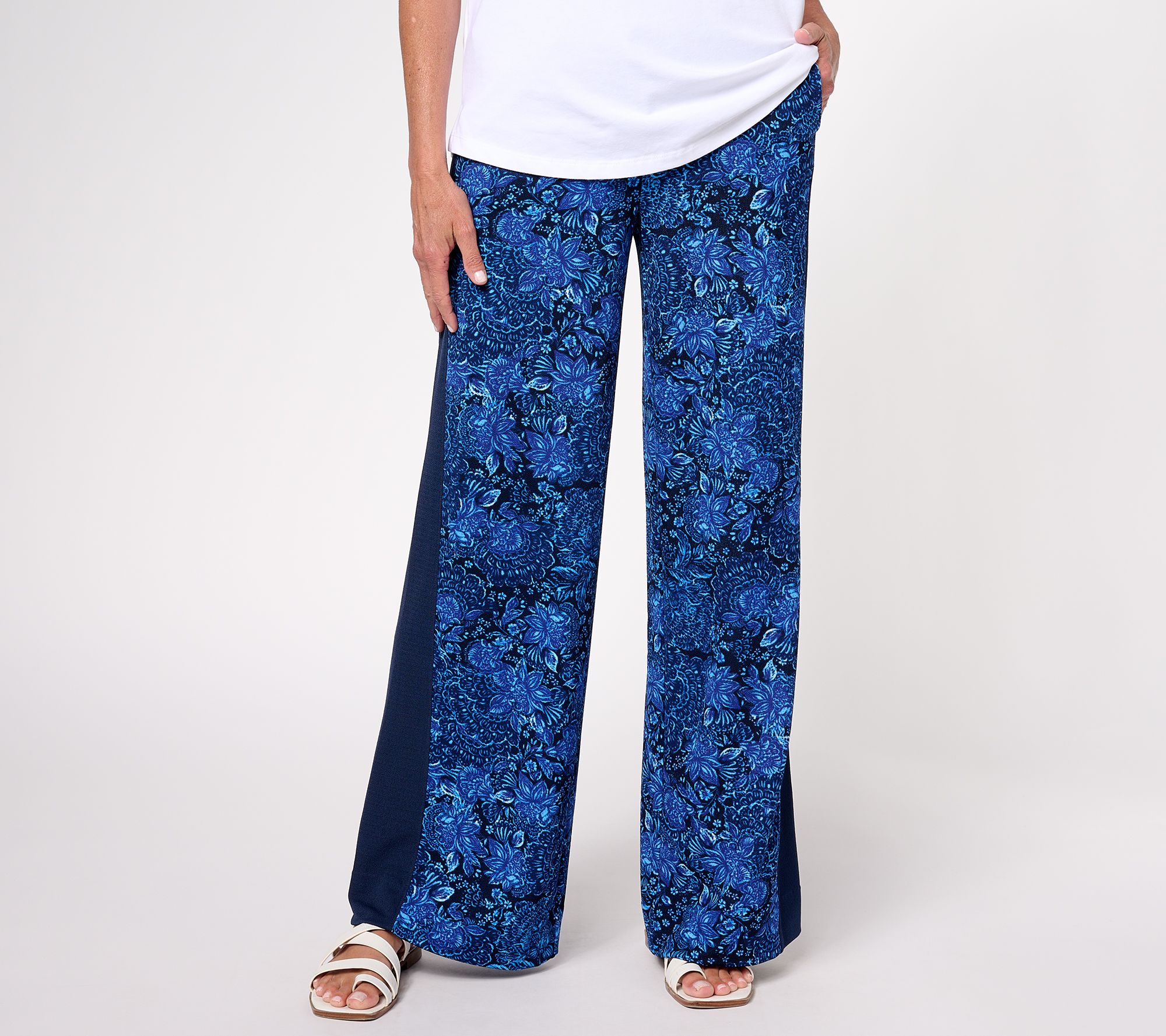 "As Is" Isaac Mizrahi Live! Tall Printed Pebble Knit Full Lgth Pants