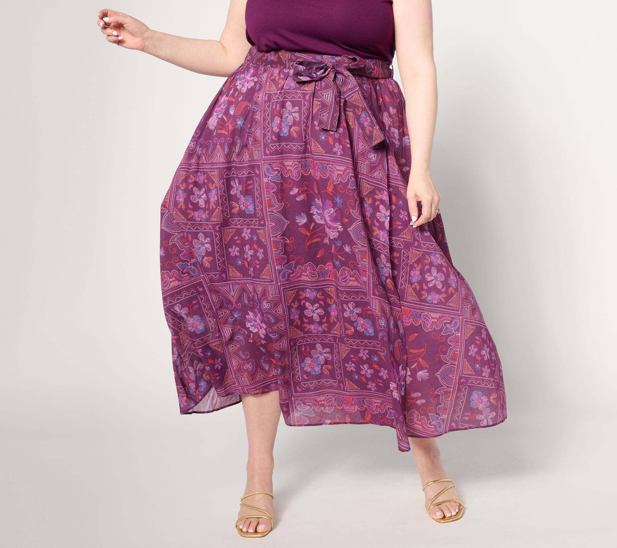 "As Is" BEAUTIFUL by Lawrence Zarian Regular Printed Faux Wrap Skirt