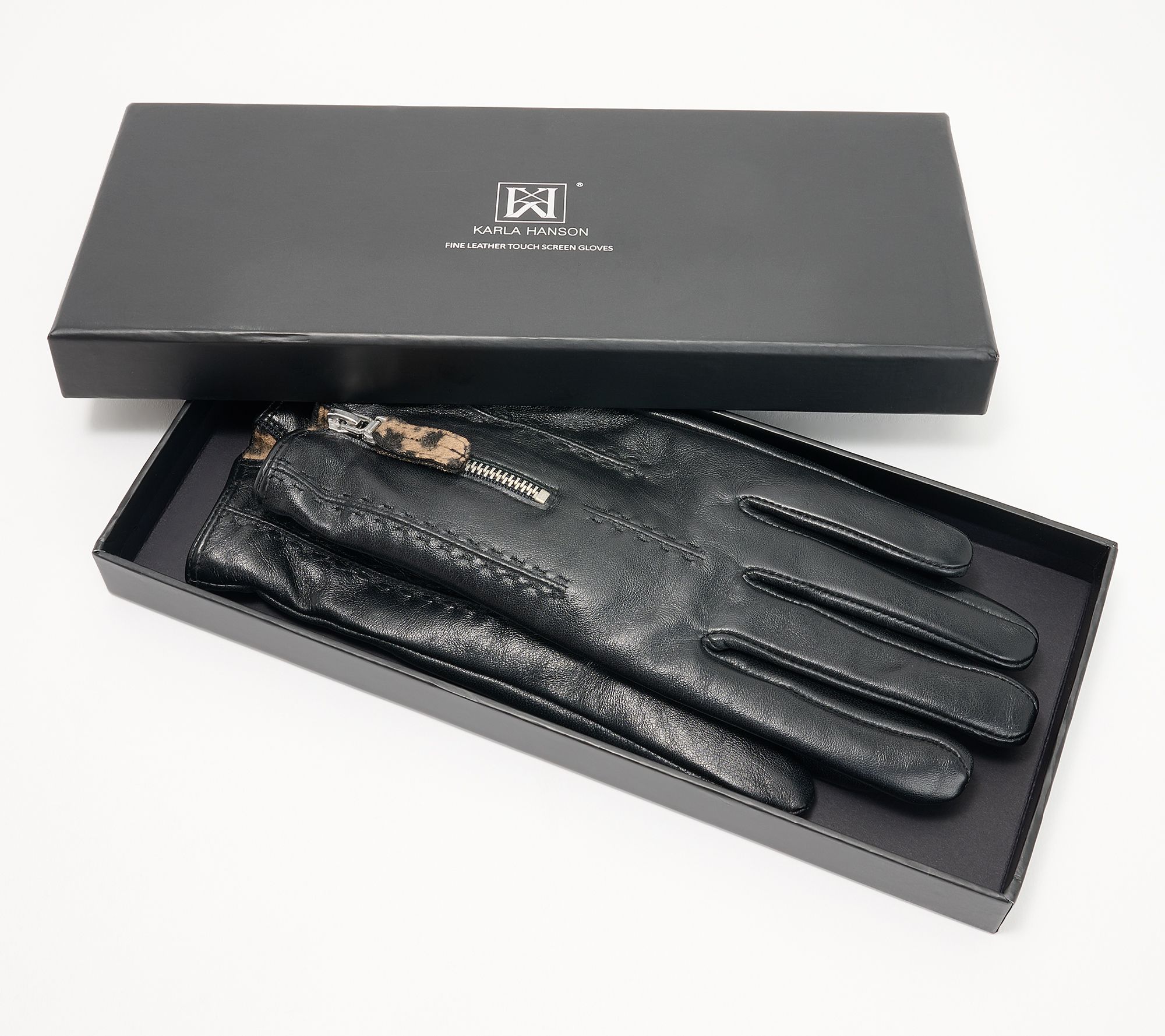 Karla Hanson Touch Screen Leather Gloves in Gift Box