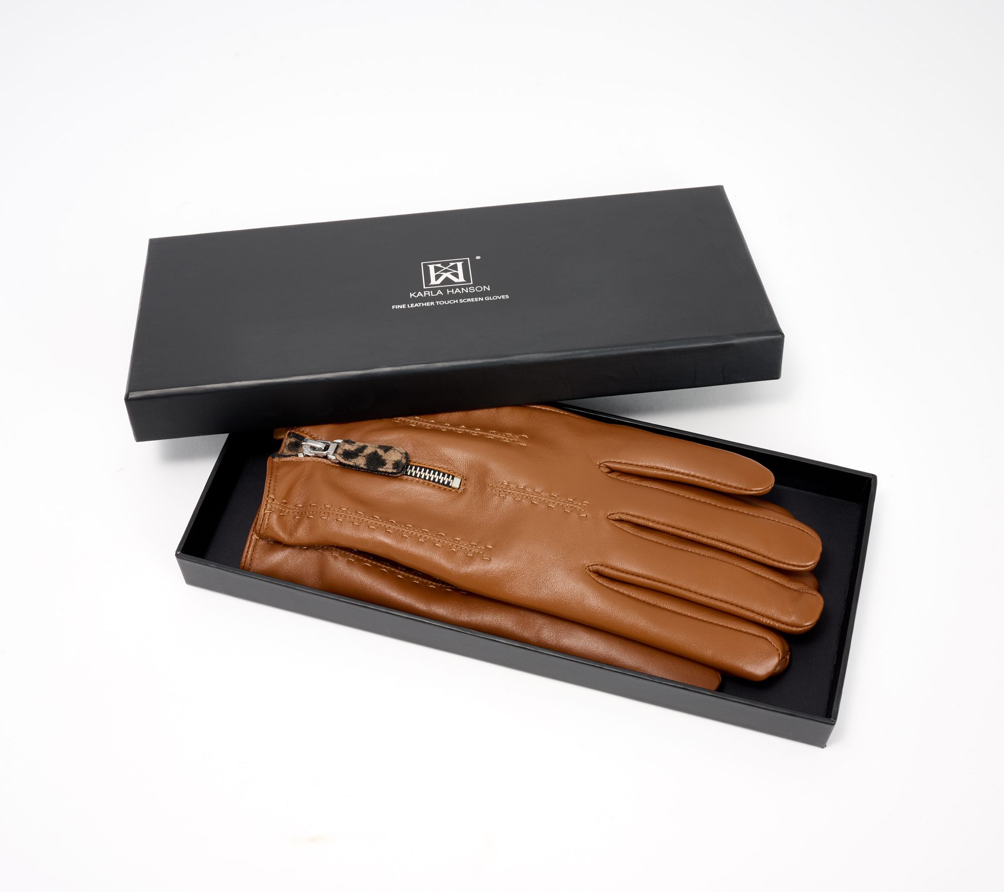 Karla Hanson Touch Screen Leather Gloves in Gift Box