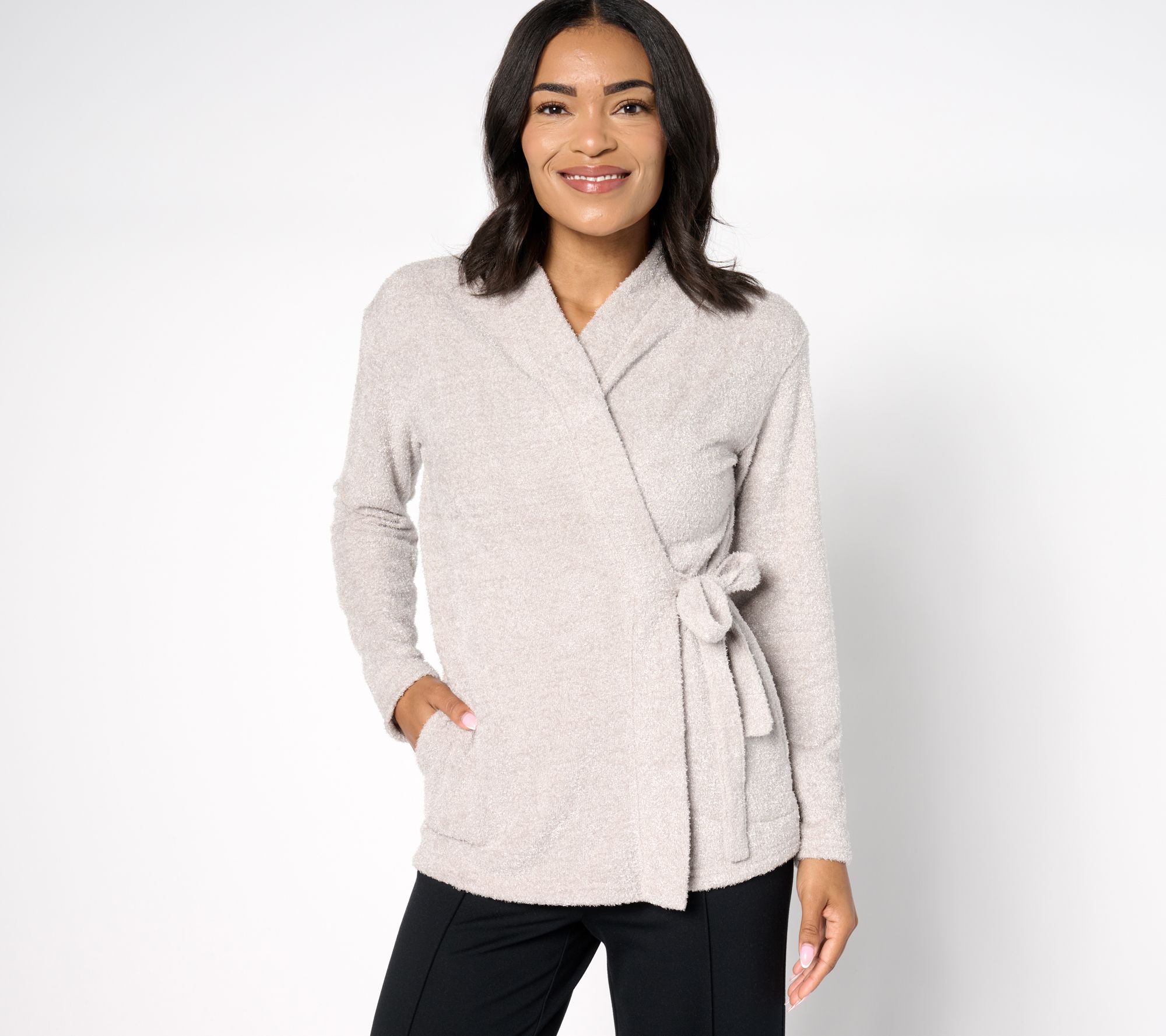 MUK LUKS Feather Down Side-Tie Cardigan