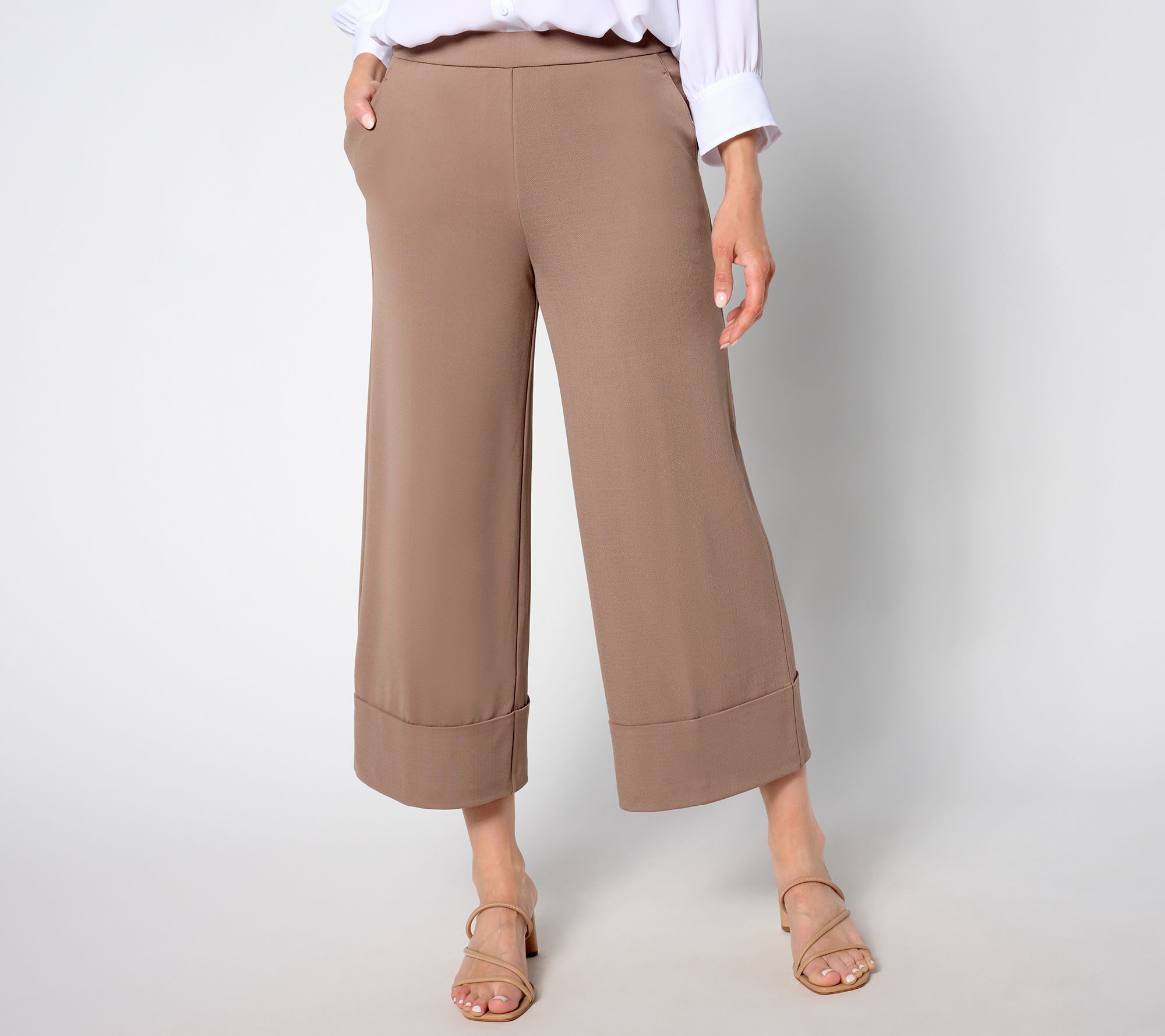 "As Is" Isaac Mizrahi Live! Tall Pebble Knit Crop Pants w/ WideHem Cuff
