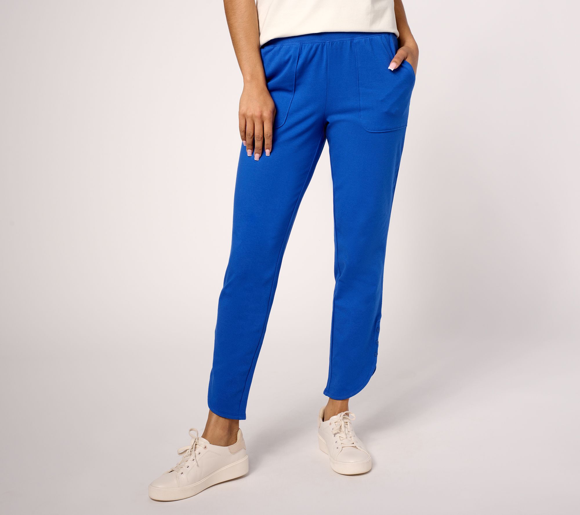 Denim & Co. Active Petite Duo Stretch Ankle Pant with Snap Hem