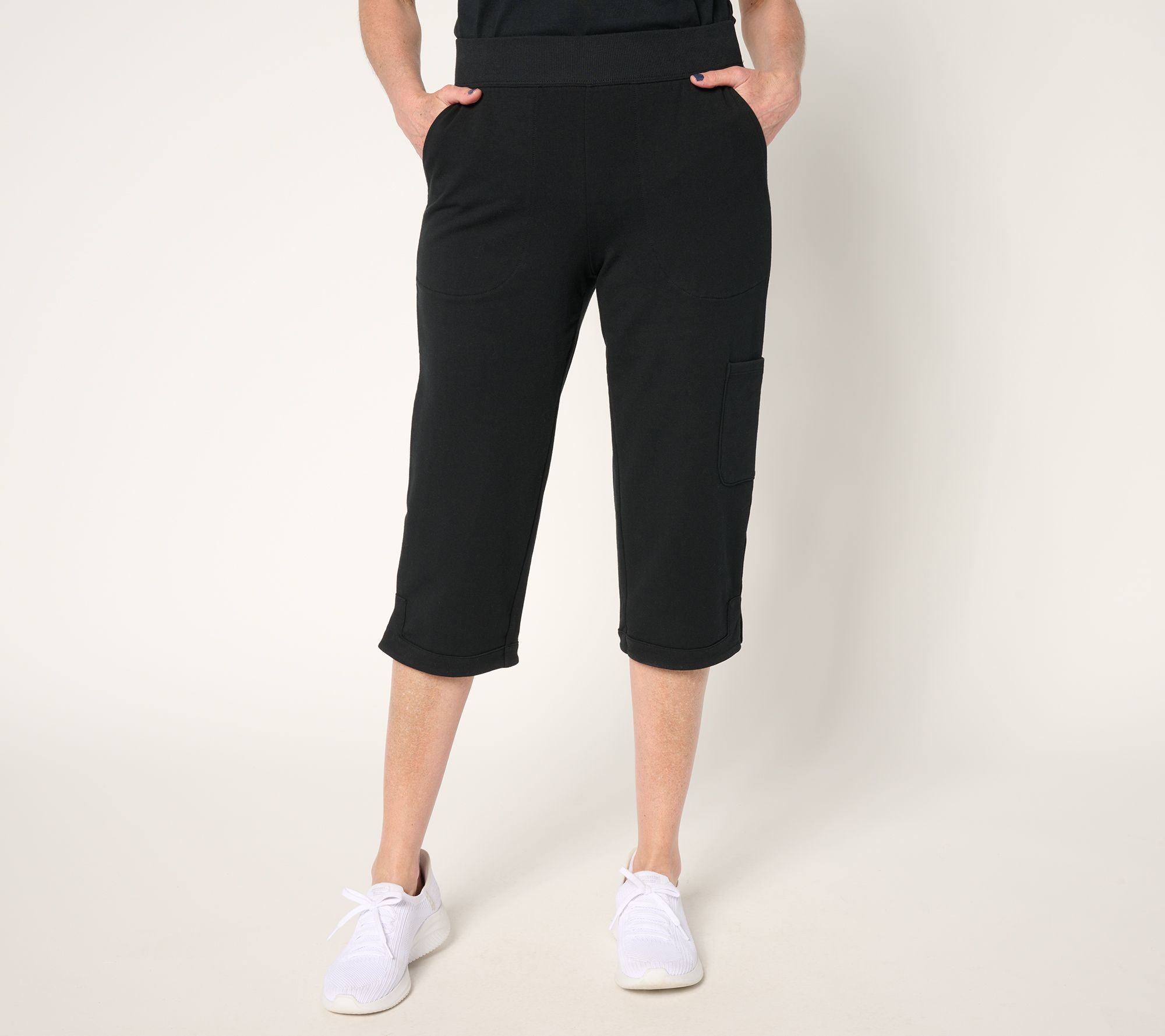Denim & Co. Active Petite French Terry Straight Leg Capri Pants