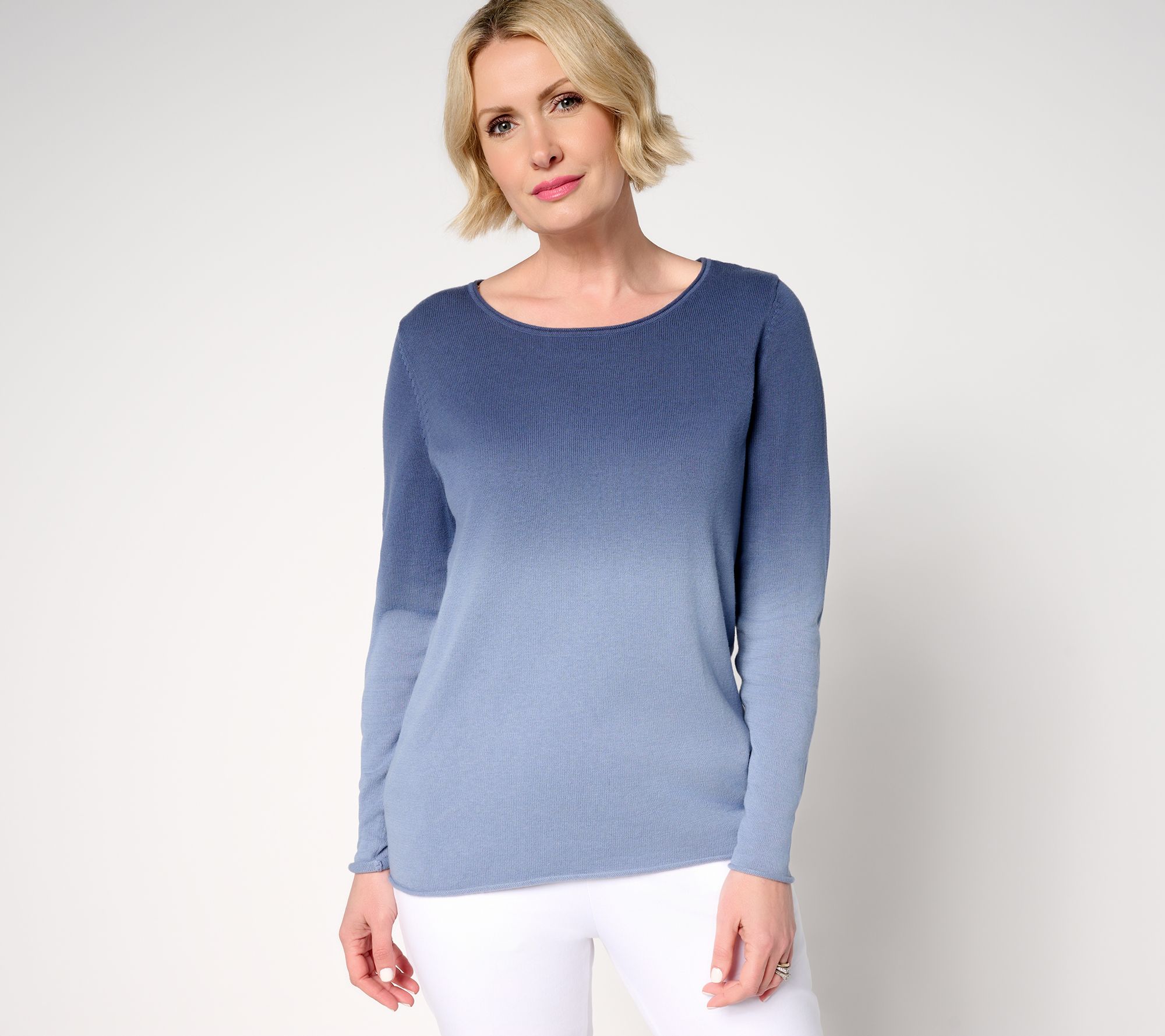 Attitudes by Renee 100% Cotton Printed Ombre Sweater