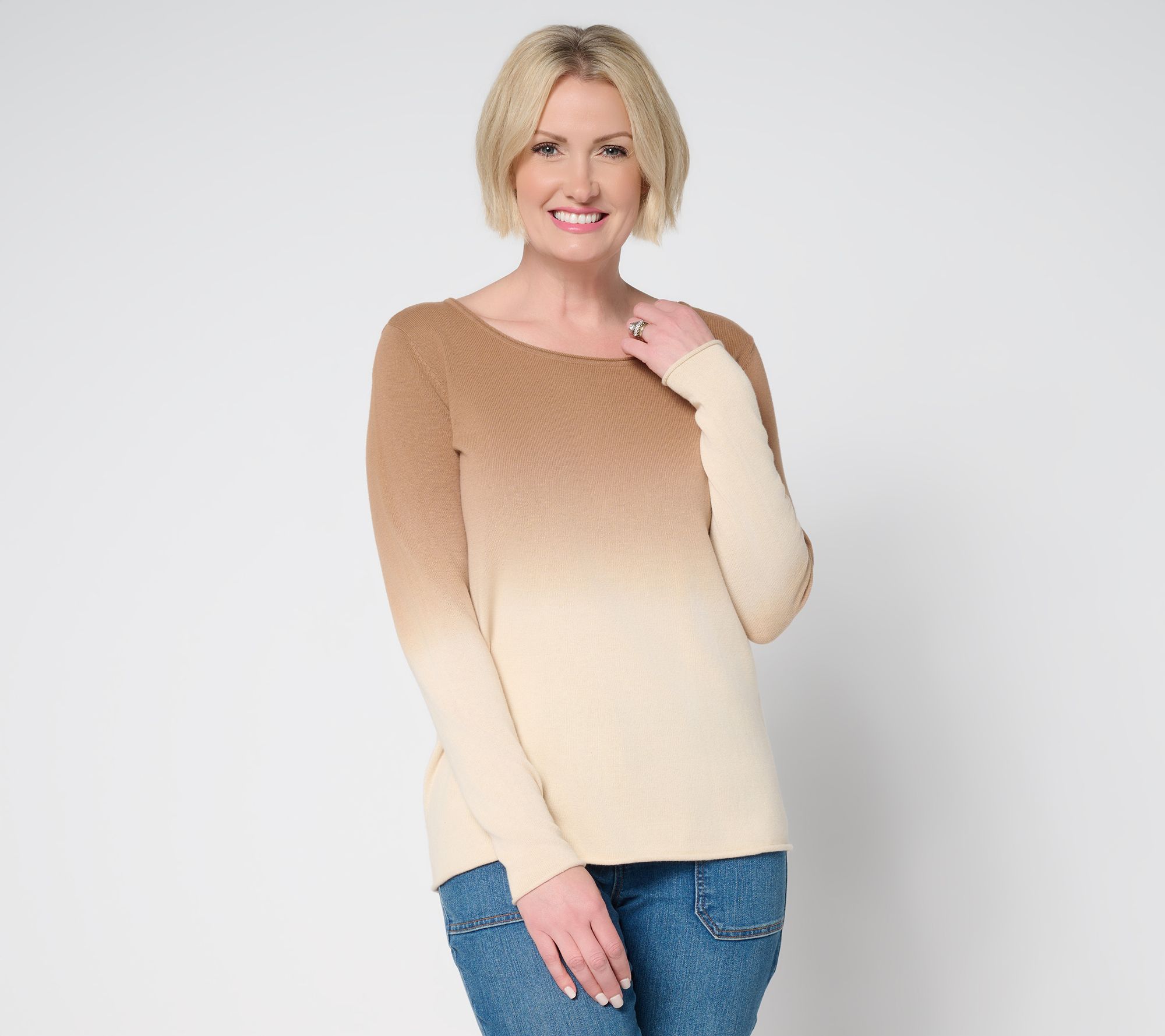 Attitudes by Renee 100% Cotton Printed Ombre Sweater