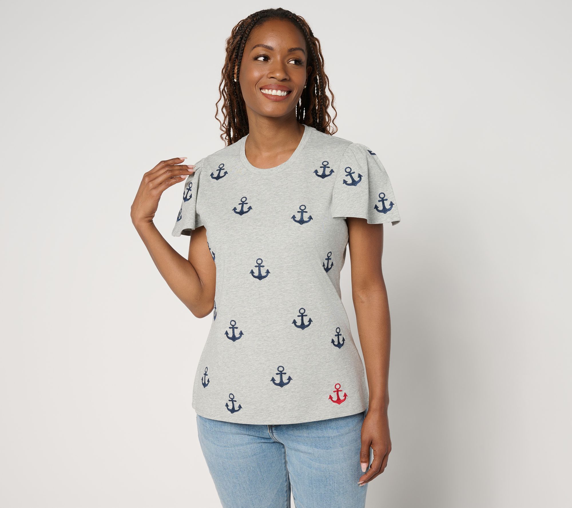 Driftwood Jeans Relaxed Flutter Tee - Anchors