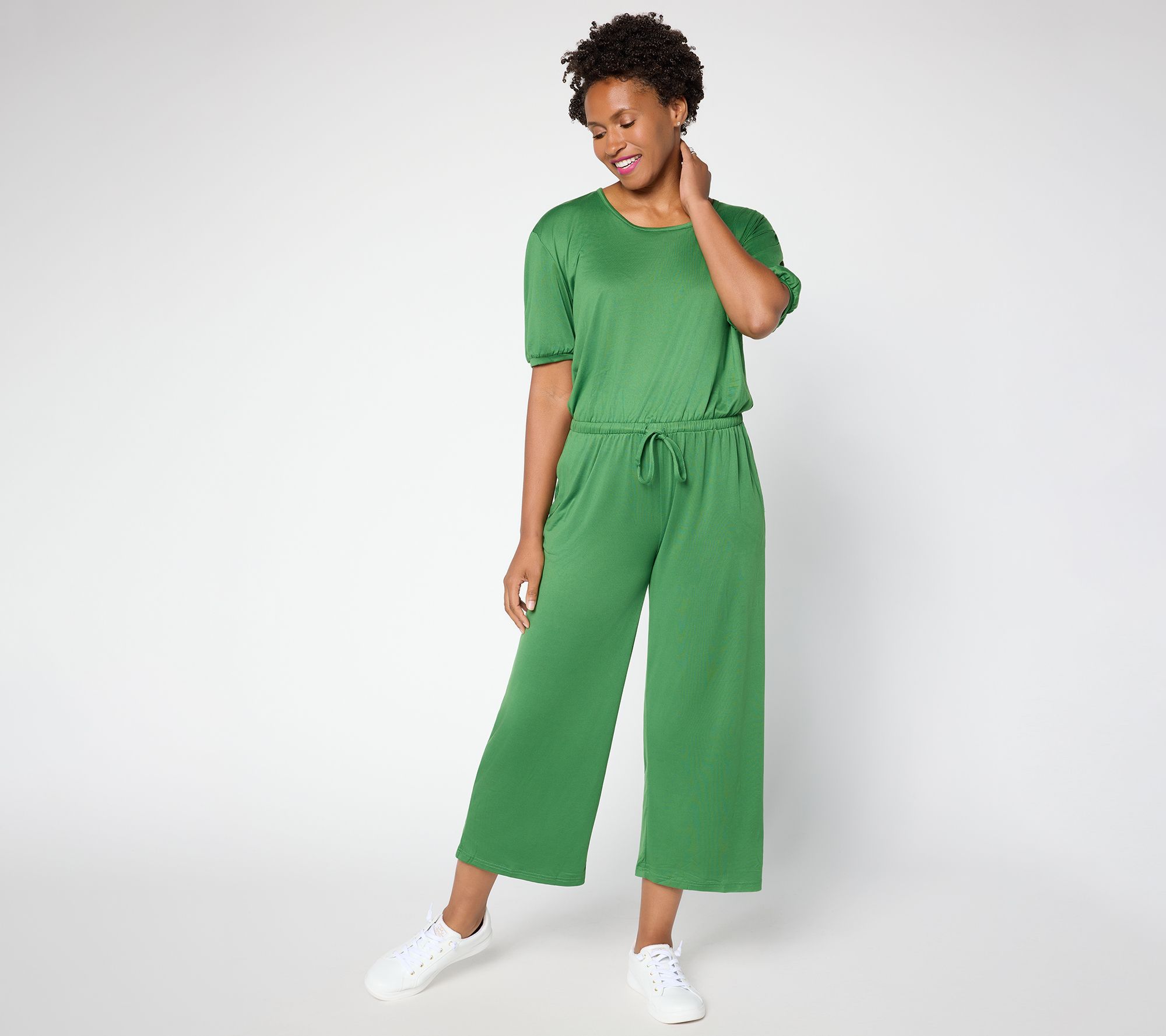 MUK LUKS Dream Cloud Elbow Sleeve Wide Leg Jumpsuit - QVC.com