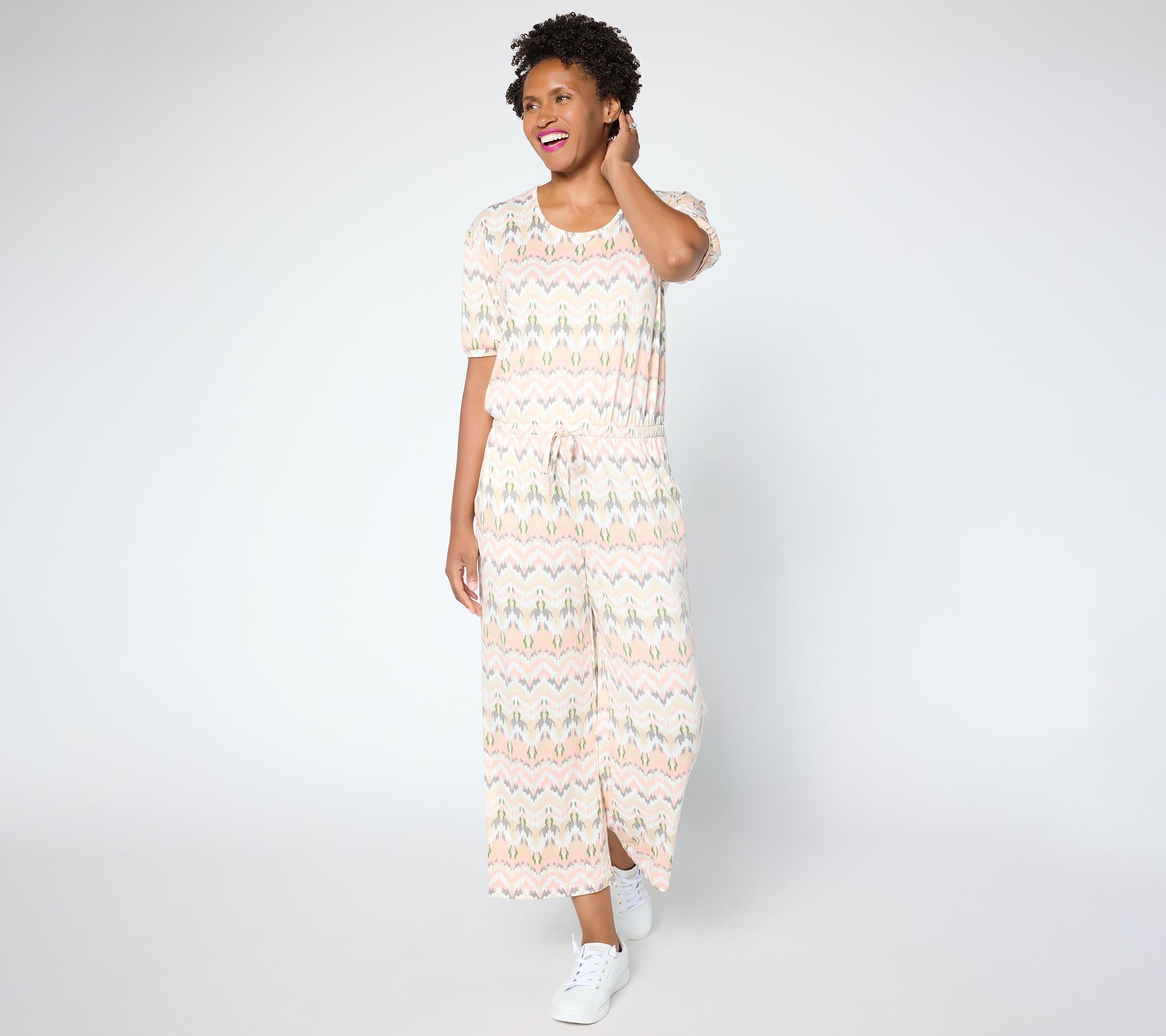 MUK LUKS Dream Cloud Elbow Sleeve Wide Leg Jumpsuit