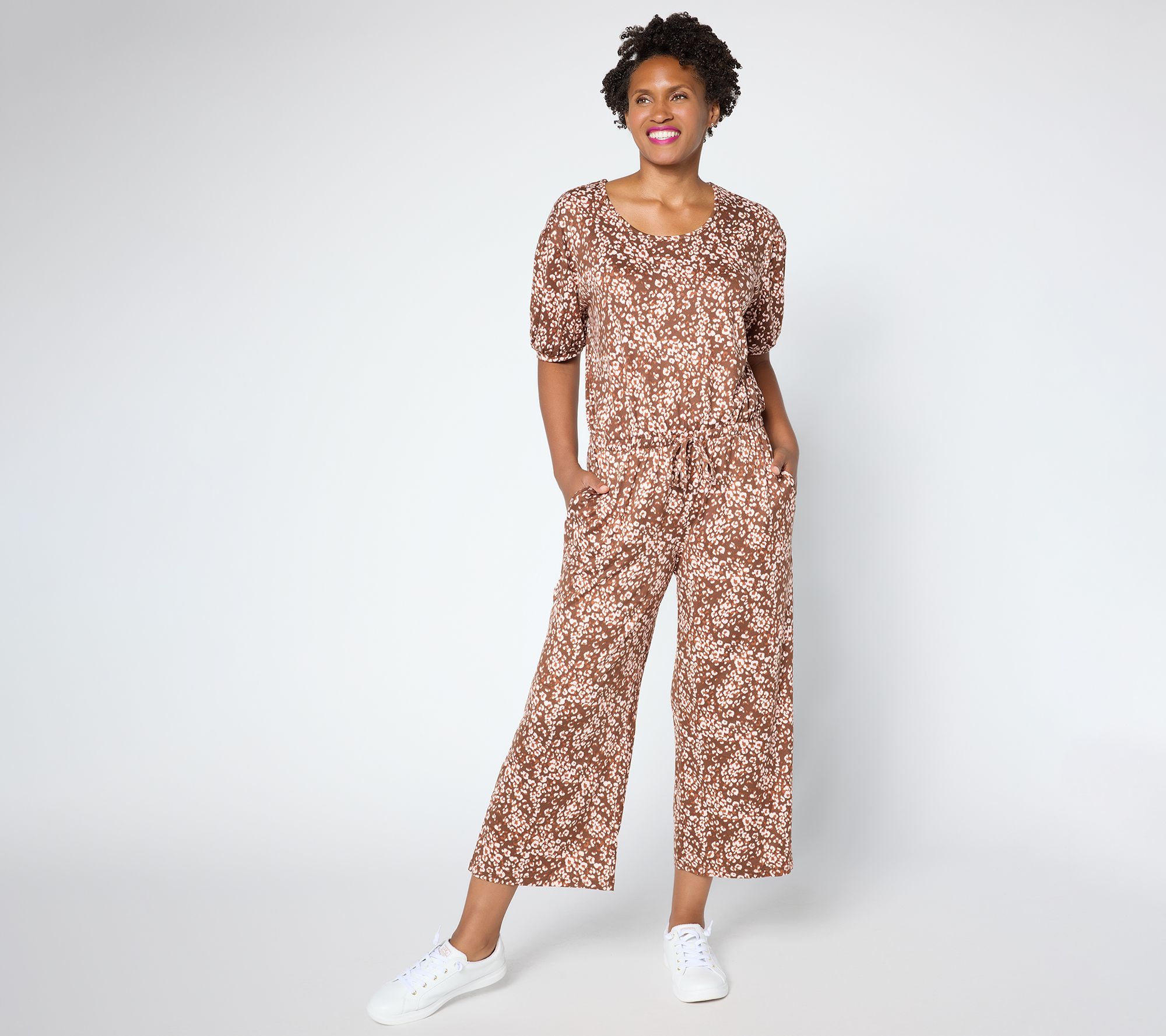 MUK LUKS Dream Cloud Elbow Sleeve Wide Leg Jumpsuit