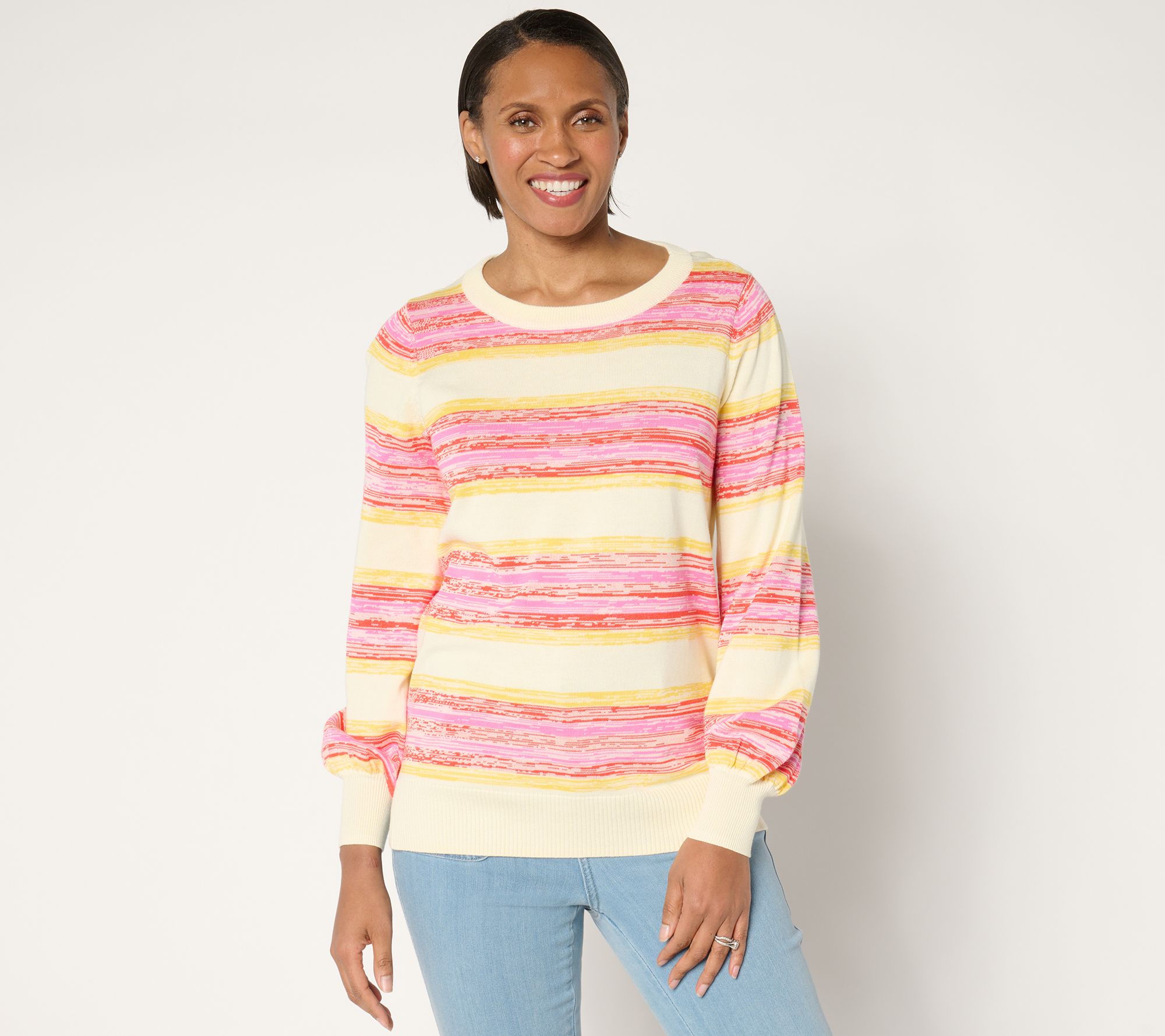 "As Is" Belle by Kim Gravel Color Me Happy Stripe Sweater