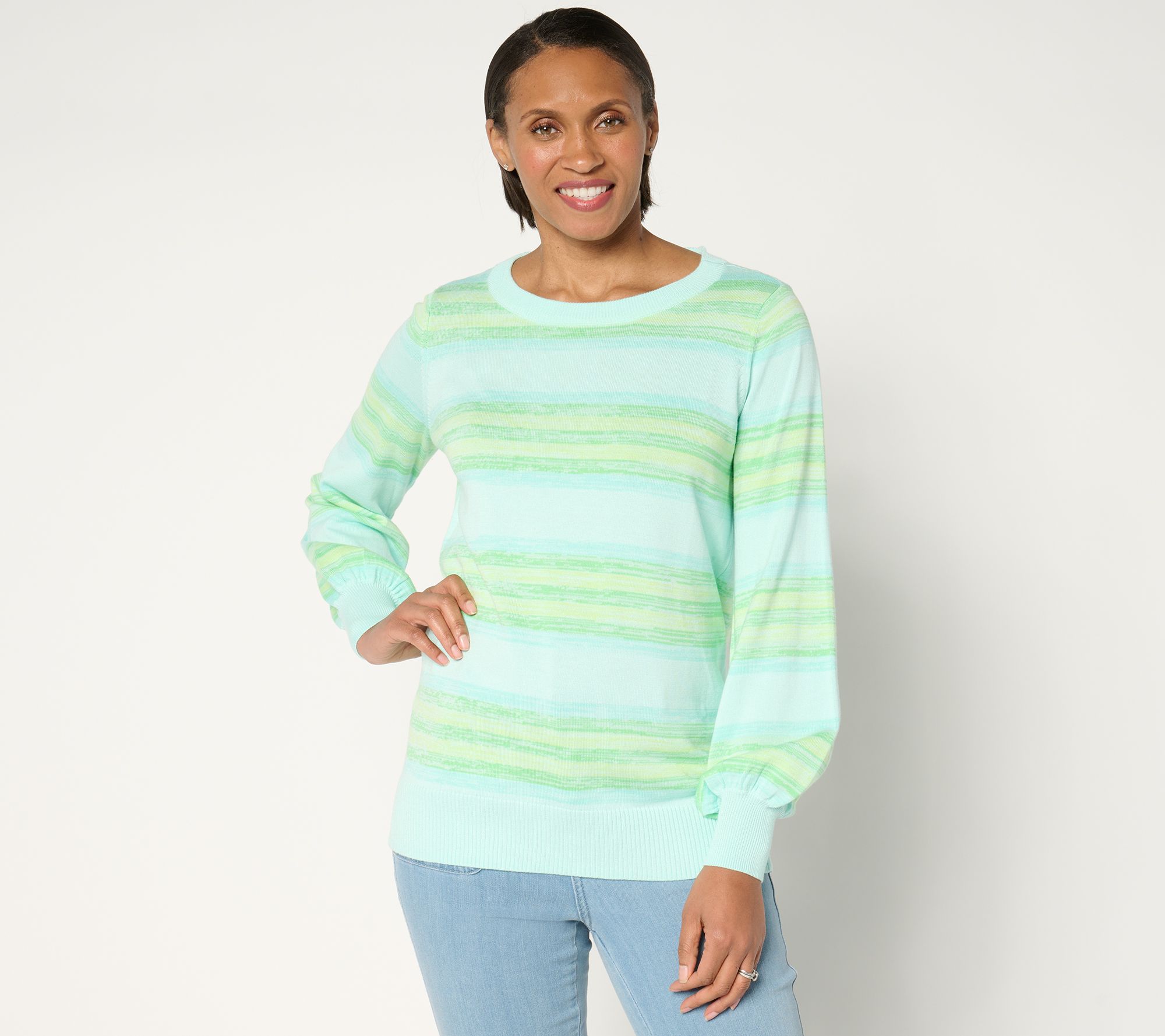 "As Is" Belle by Kim Gravel Color Me Happy Stripe Sweater