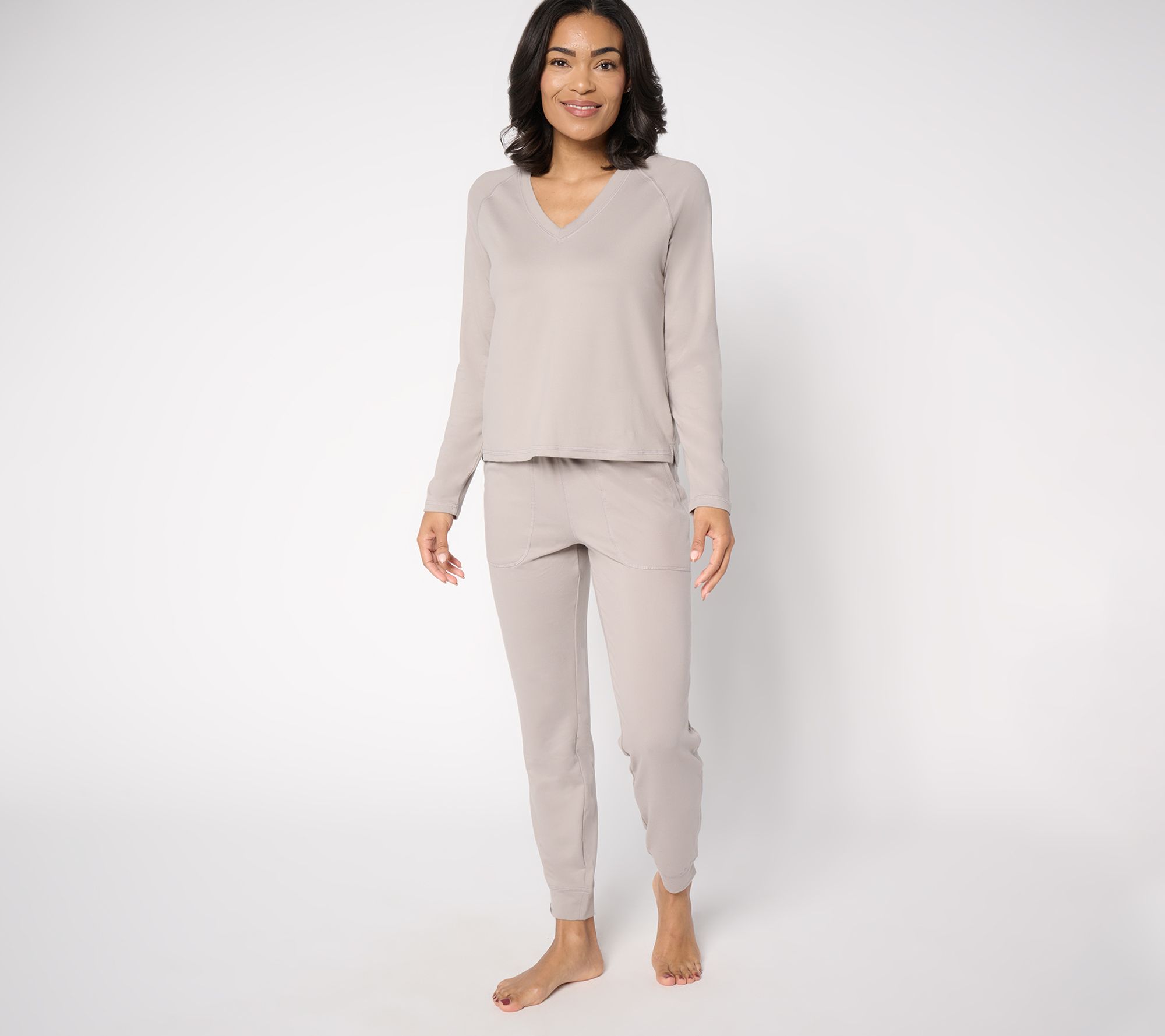 "As Is" Barefoot Dreams Malibu Butterchic Knit V-Neck Set