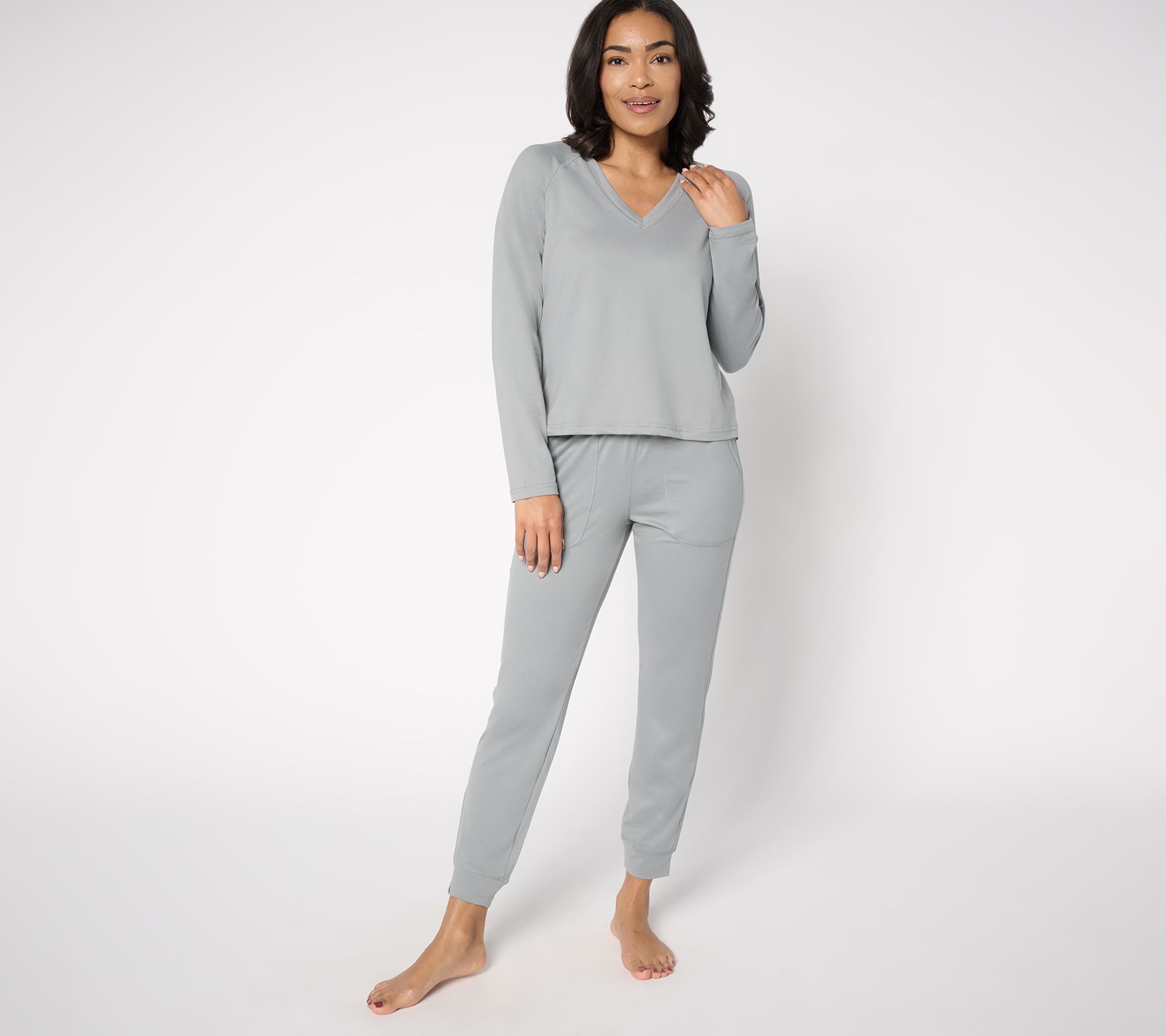 "As Is" Barefoot Dreams Malibu Butterchic Knit V-Neck Set
