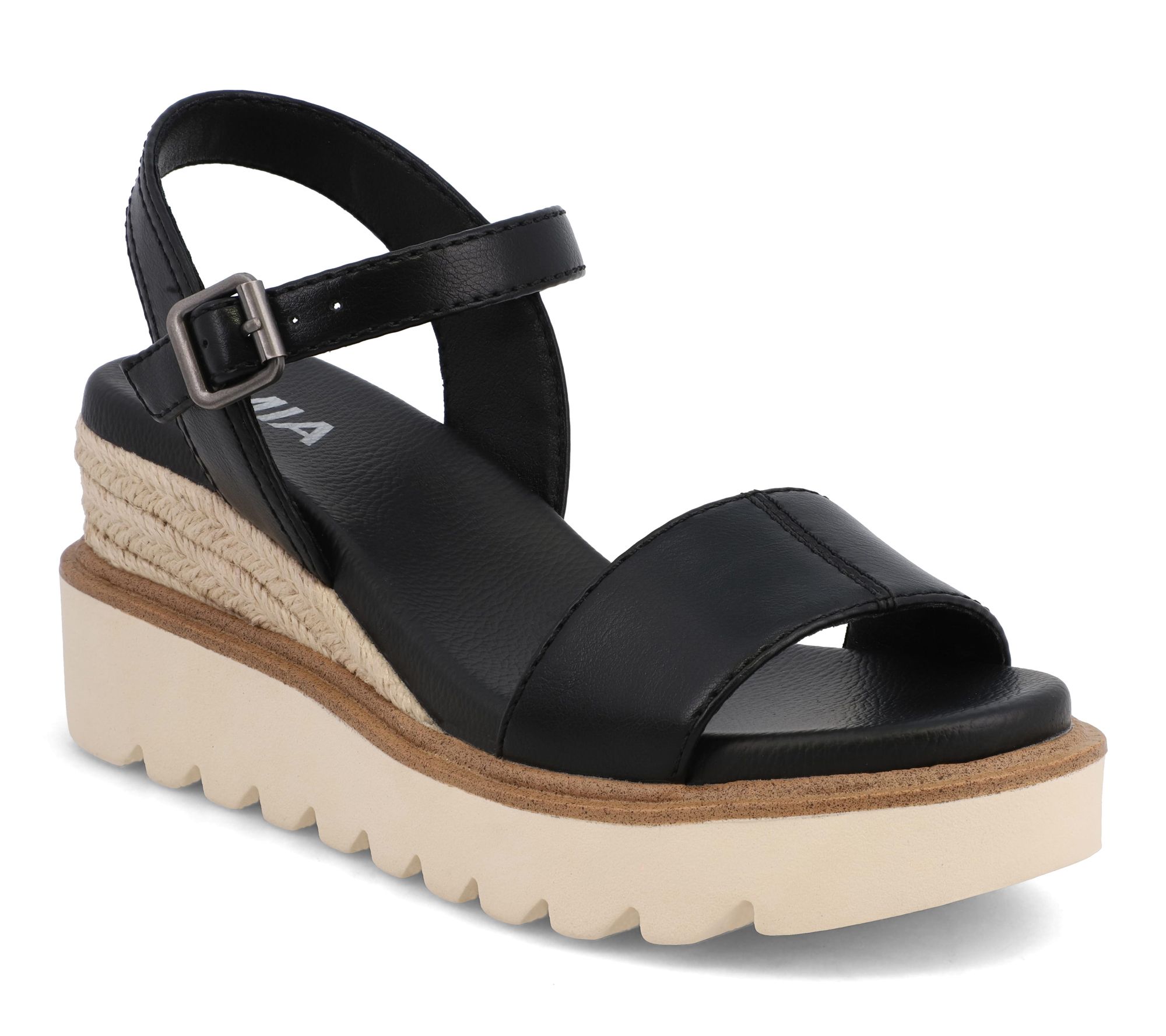 MIA Shoes Round Toe Wedge Sandals - Ophidia