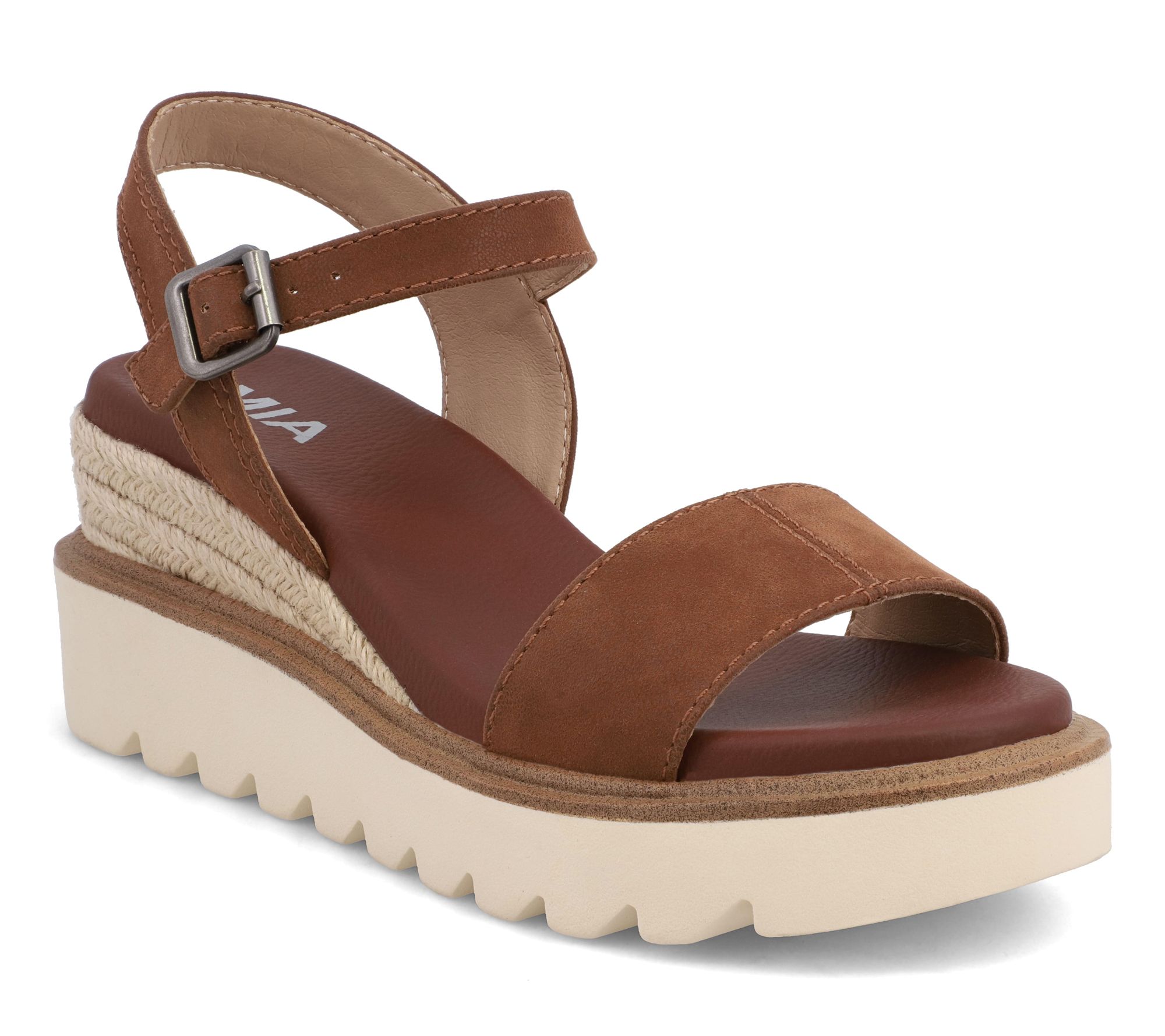 MIA Shoes Round Toe Wedge Sandals - Ophidia