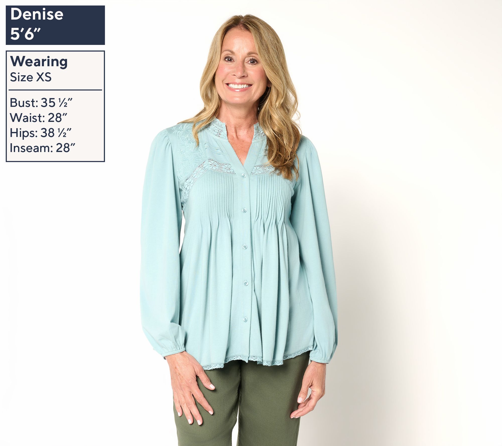 LOGO Lavish by Lori Goldstein Knit Button Front Blouse - QVC.com
