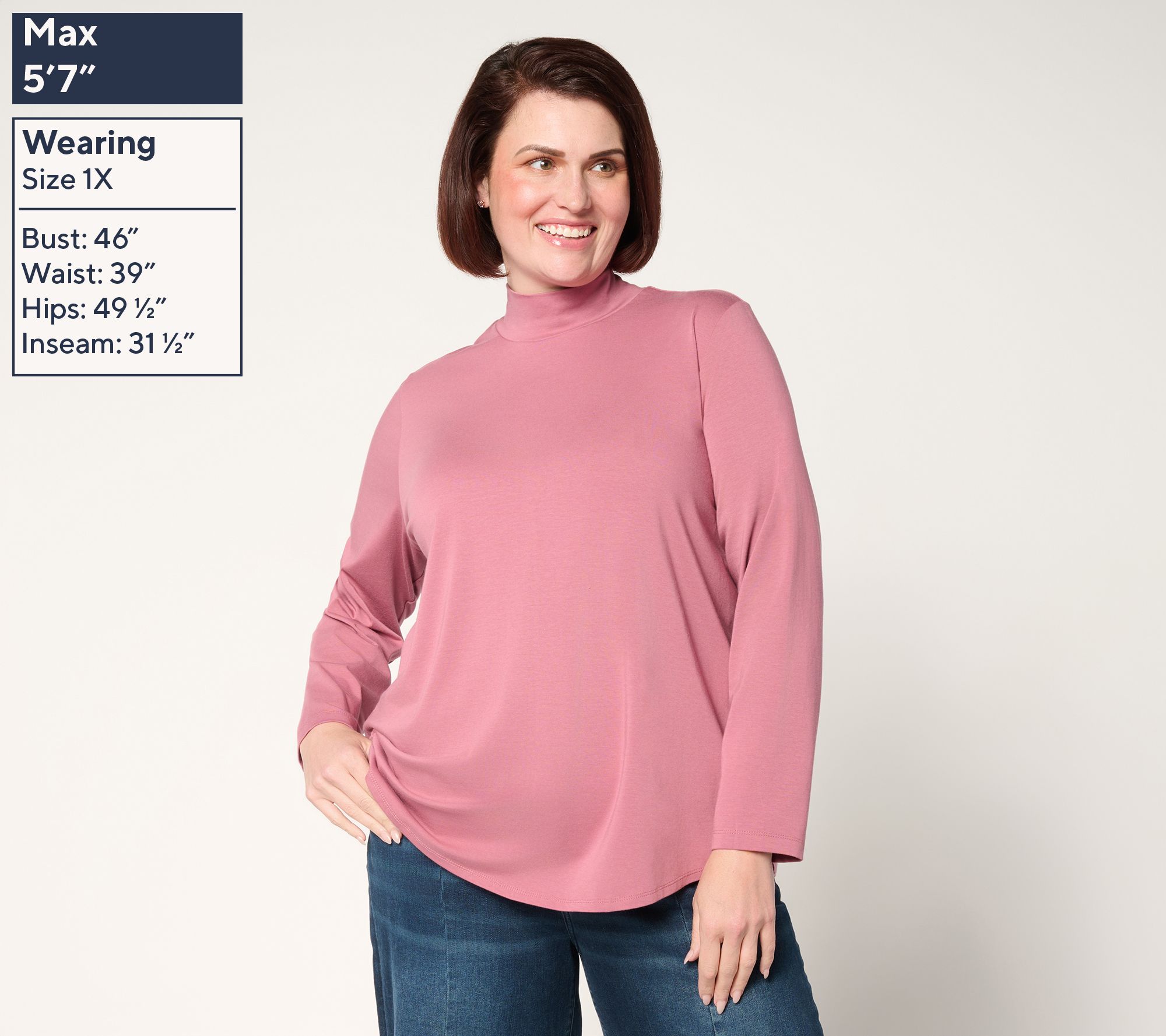 Susan Graver Weekend Essentials Comfy Cotton Mock-Neck Top