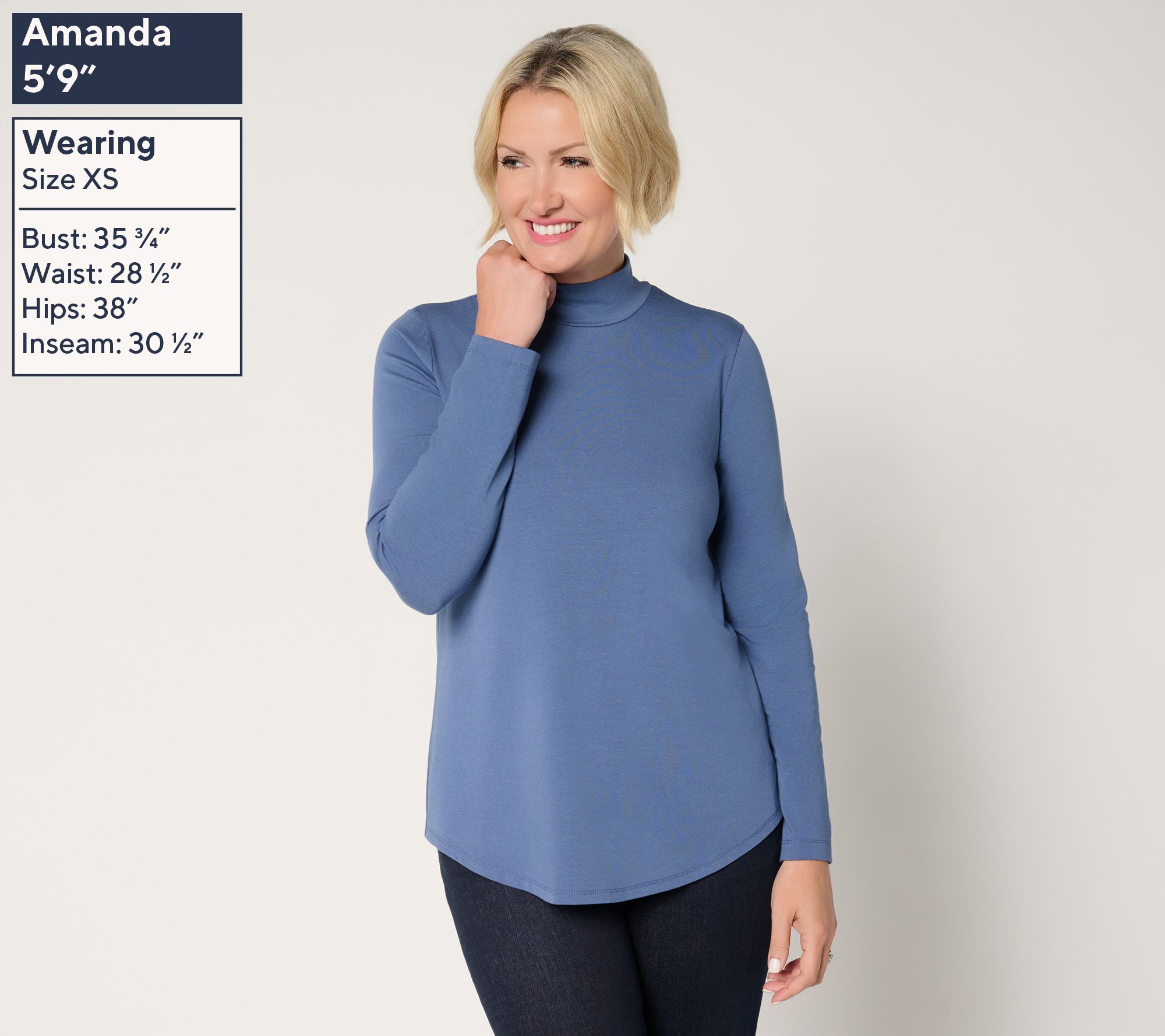 Susan Graver Weekend Essentials Comfy Cotton Mock-Neck Top