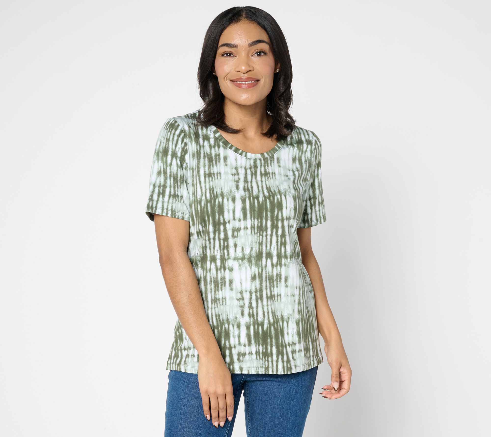 "As Is" Denim & Co. Printed Favorite Jersey Short Sleeve Scoopneck Top