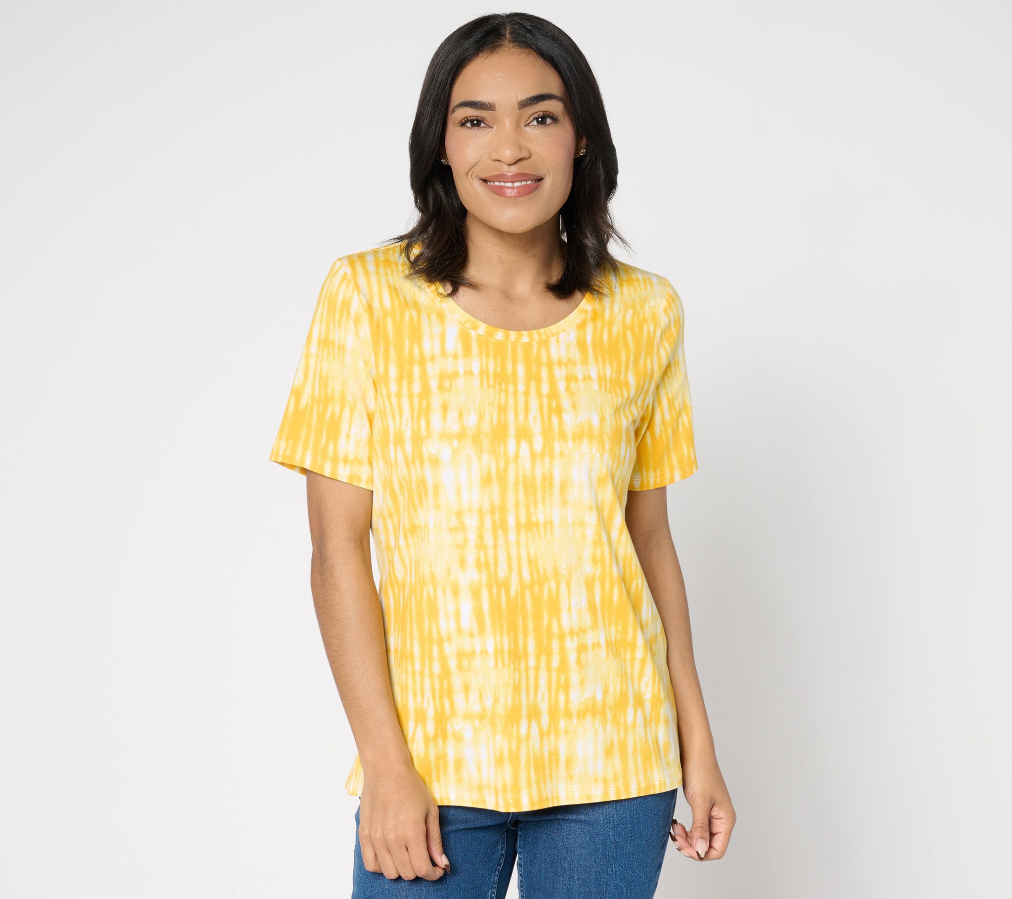 "As Is" Denim & Co. Printed Favorite Jersey Short Sleeve Scoopneck Top