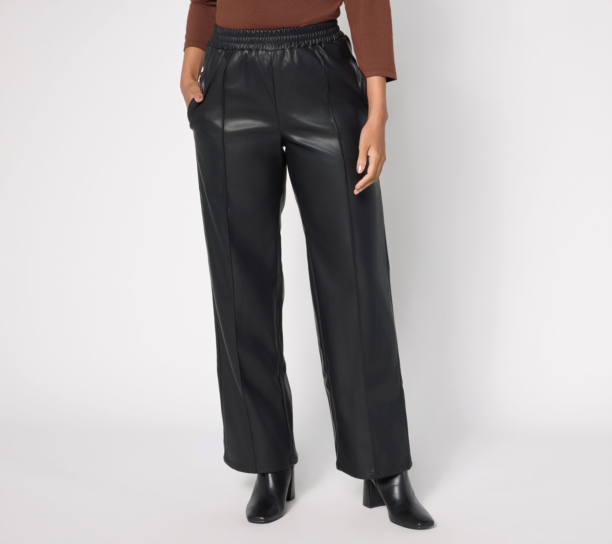 RM Studio x Rebecca Minkoff Petite Pull-On Faux Leather Relaxed Pant