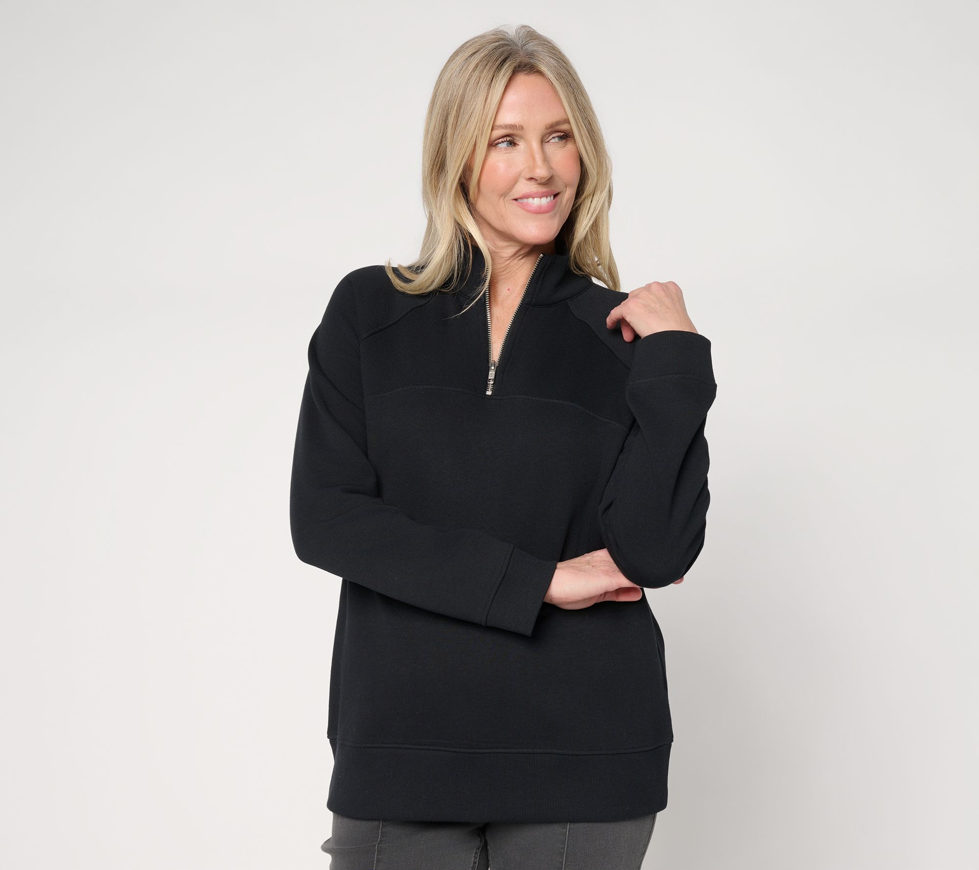 Susan Graver CloudSoft Fleece Quatrer Zip Sweatshirt