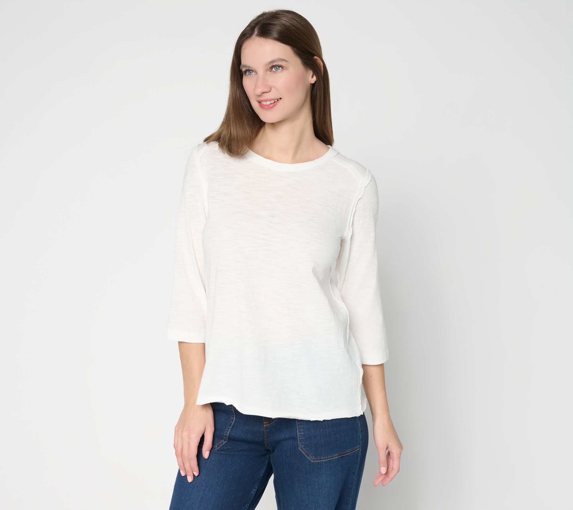 LOGO Principles by Lori Goldstein 3/4 Sleeve Seam Detail Top