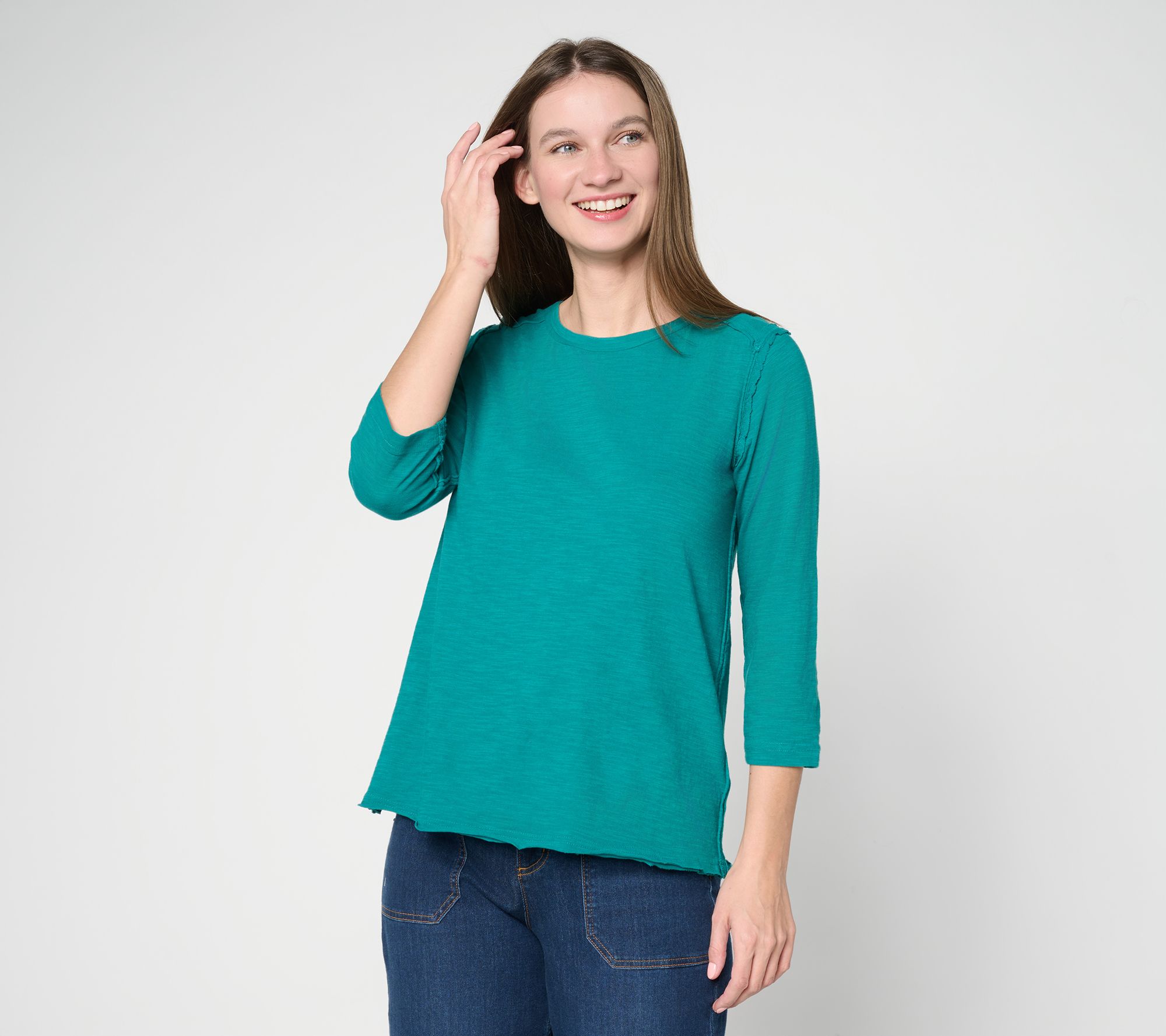 LOGO Principles by Lori Goldstein 3/4 Sleeve Seam Detail Top