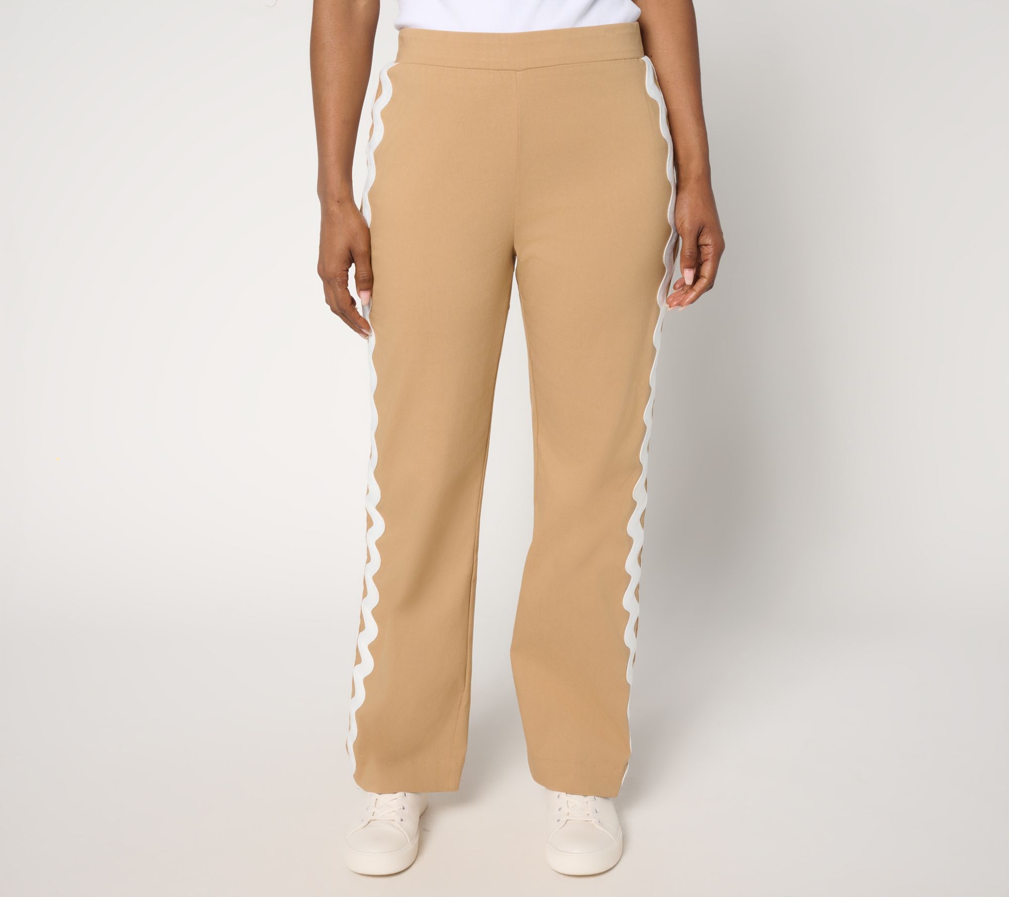 "As Is" by Stacy London Reg Stretch Rickrack Trim Ankle Pants
