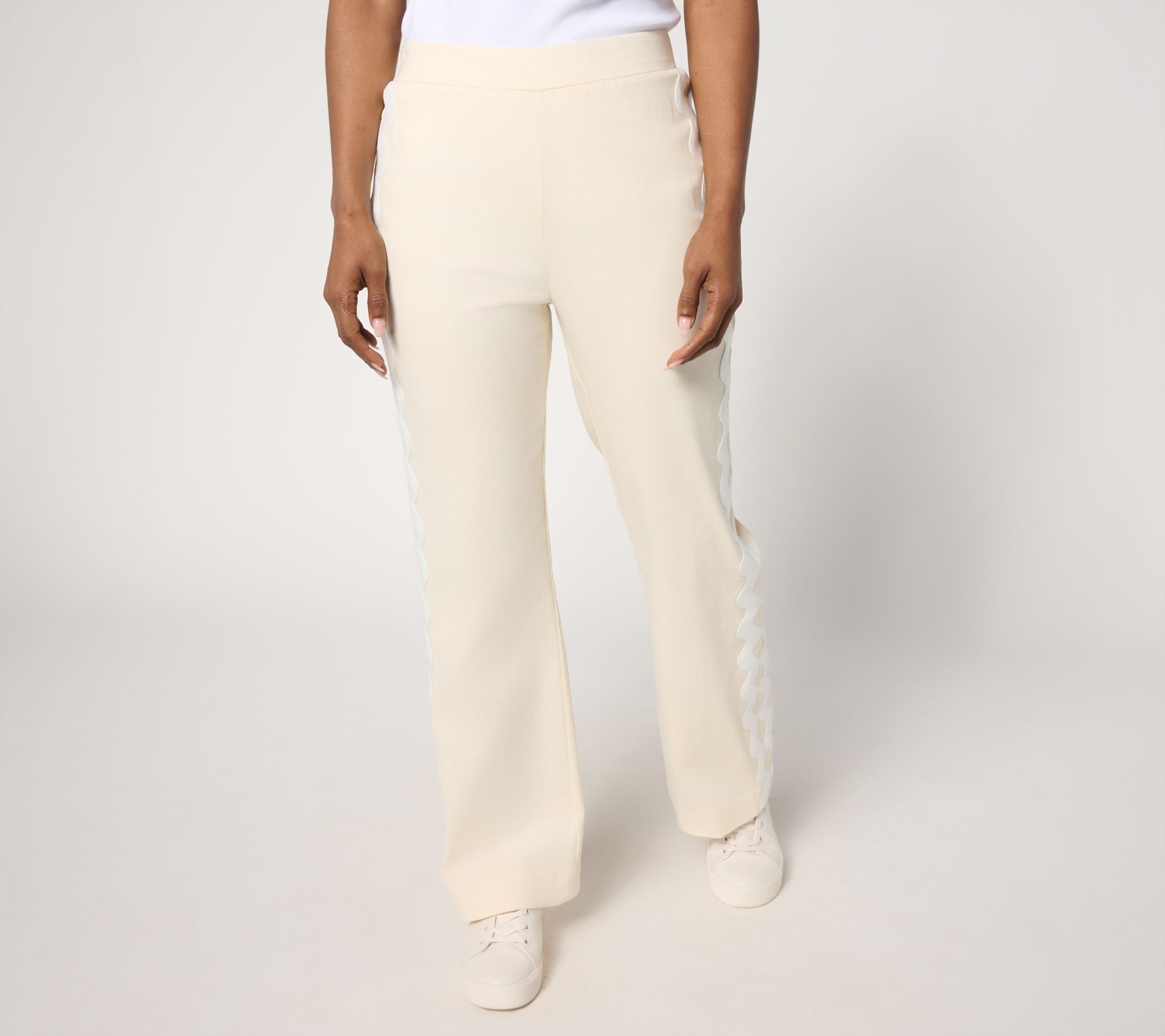 "As Is" by Stacy London Reg Stretch Rickrack Trim Ankle Pants