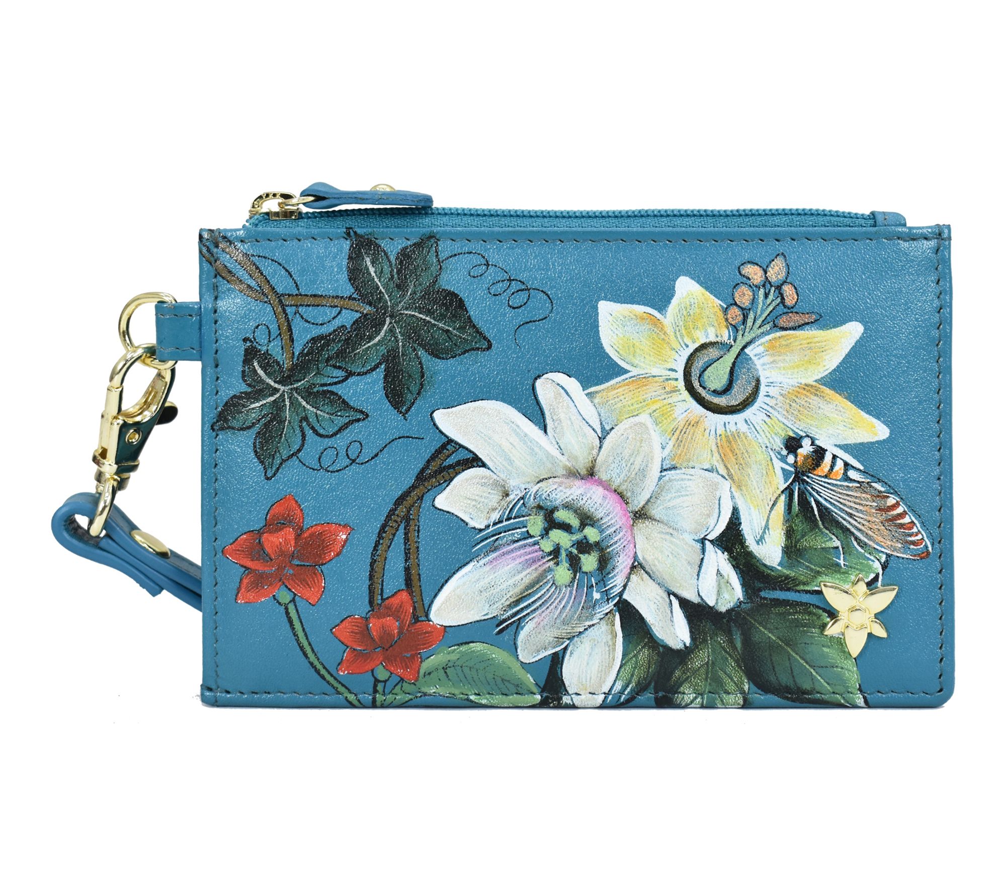 Anushcka Painted Leather Card Holder with Wristlet