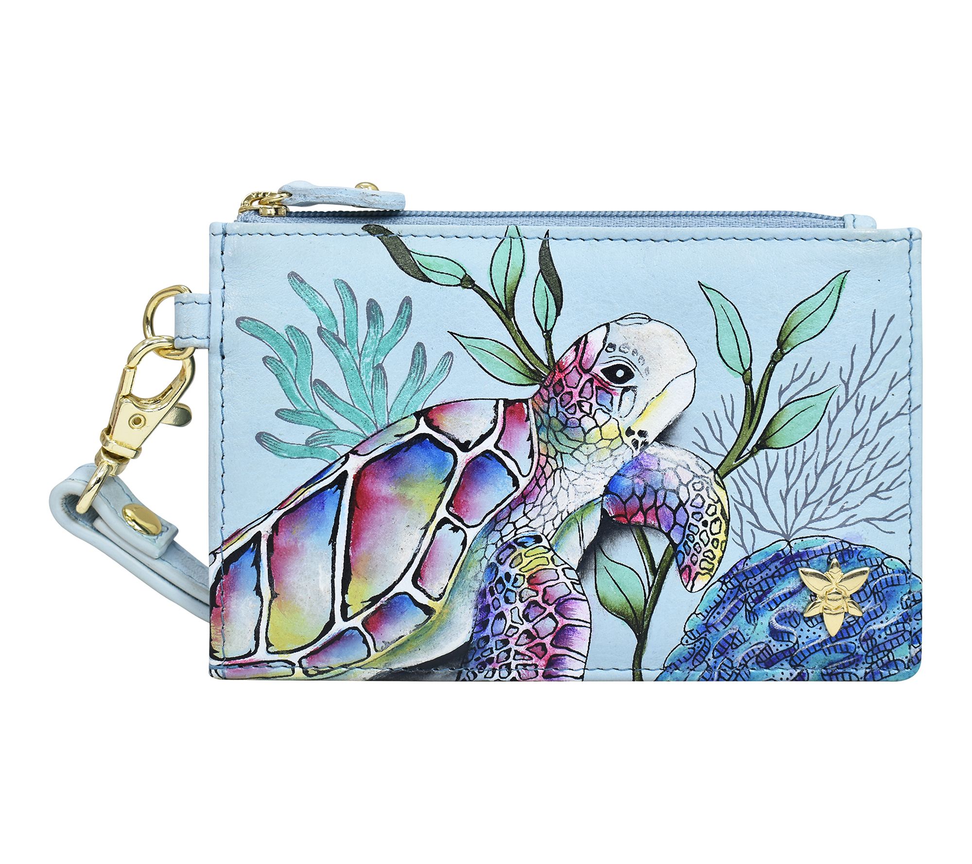 Anushcka Painted Leather Card Holder with Wristlet