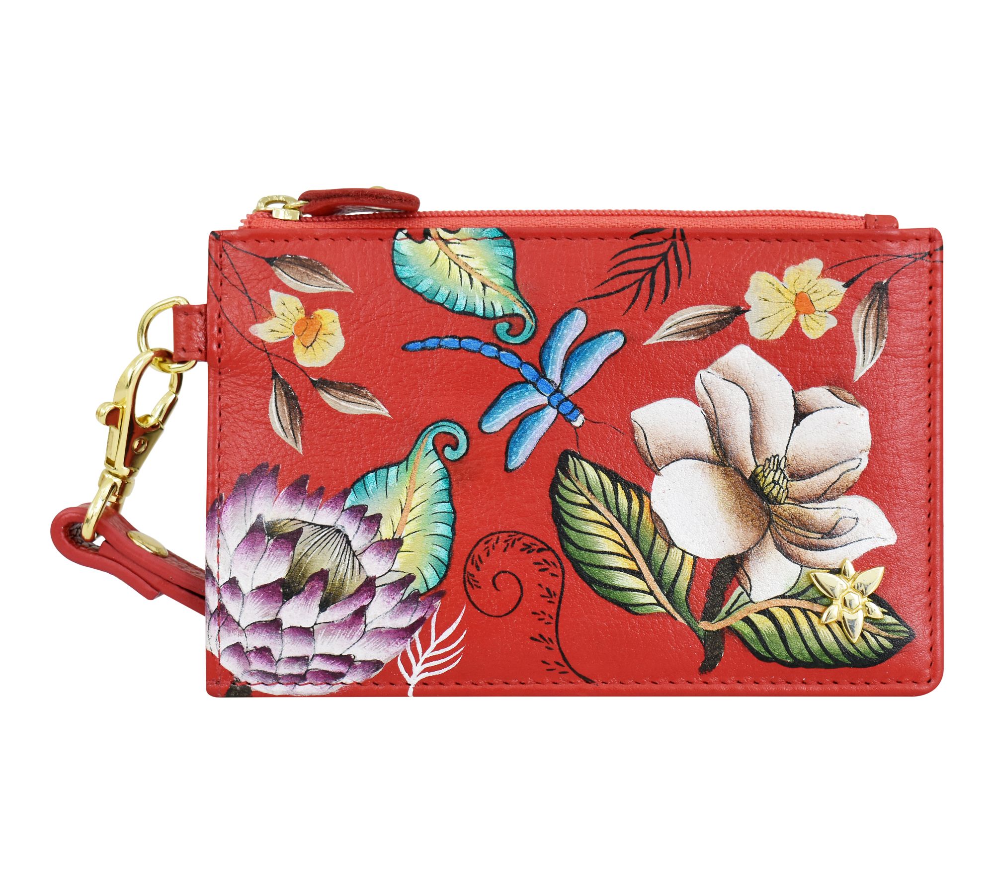 Anushcka Painted Leather Card Holder with Wristlet