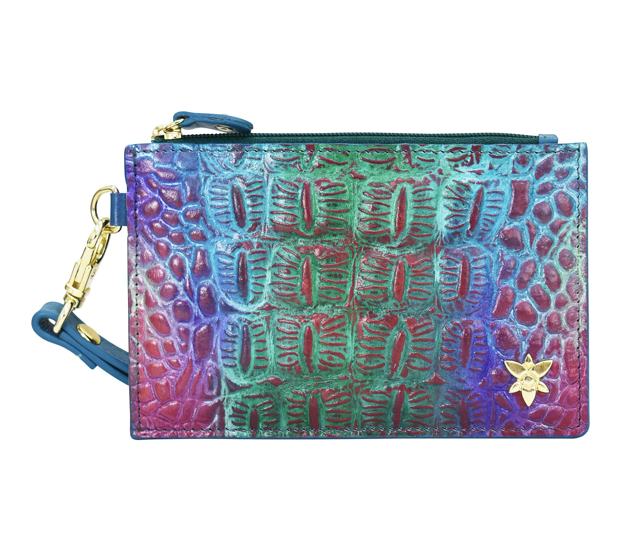 Anushcka Painted Leather Card Holder with Wristlet