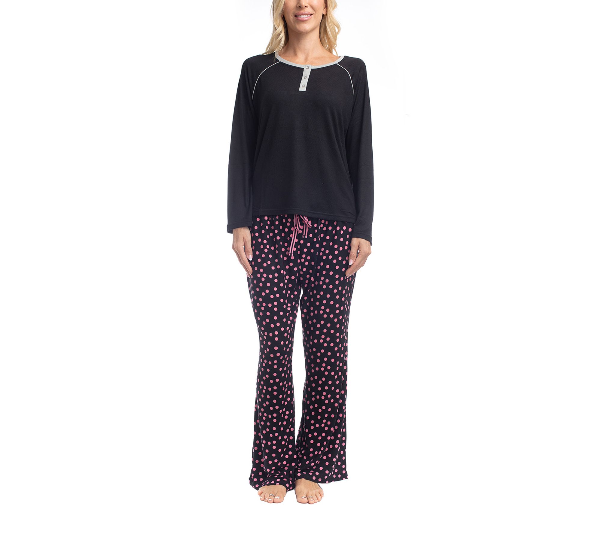 Goodnight Kiss Ladies' Cherry & Merry Henley PJSet