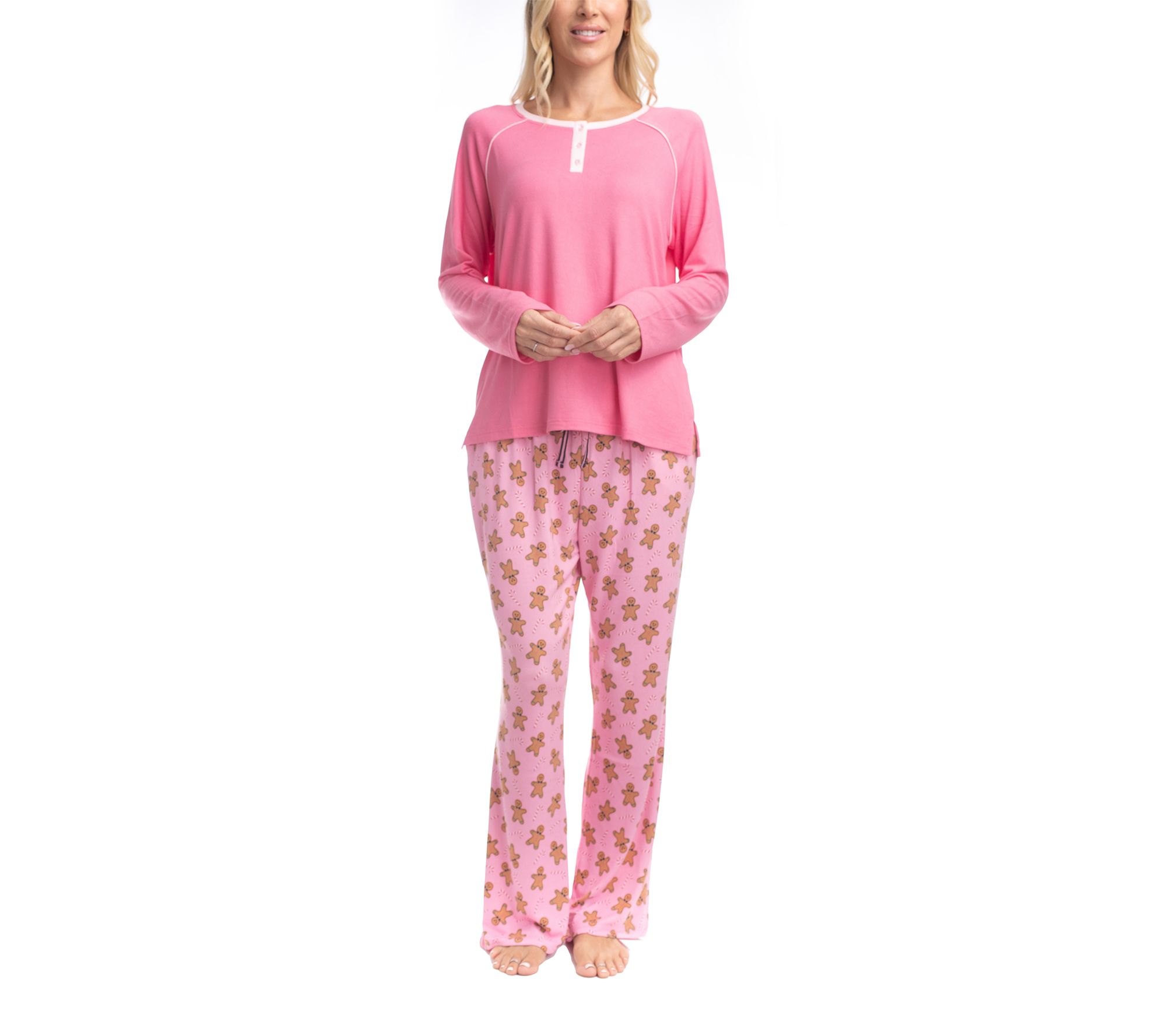 Goodnight Kiss Ladies' Cherry & Merry Henley PJSet