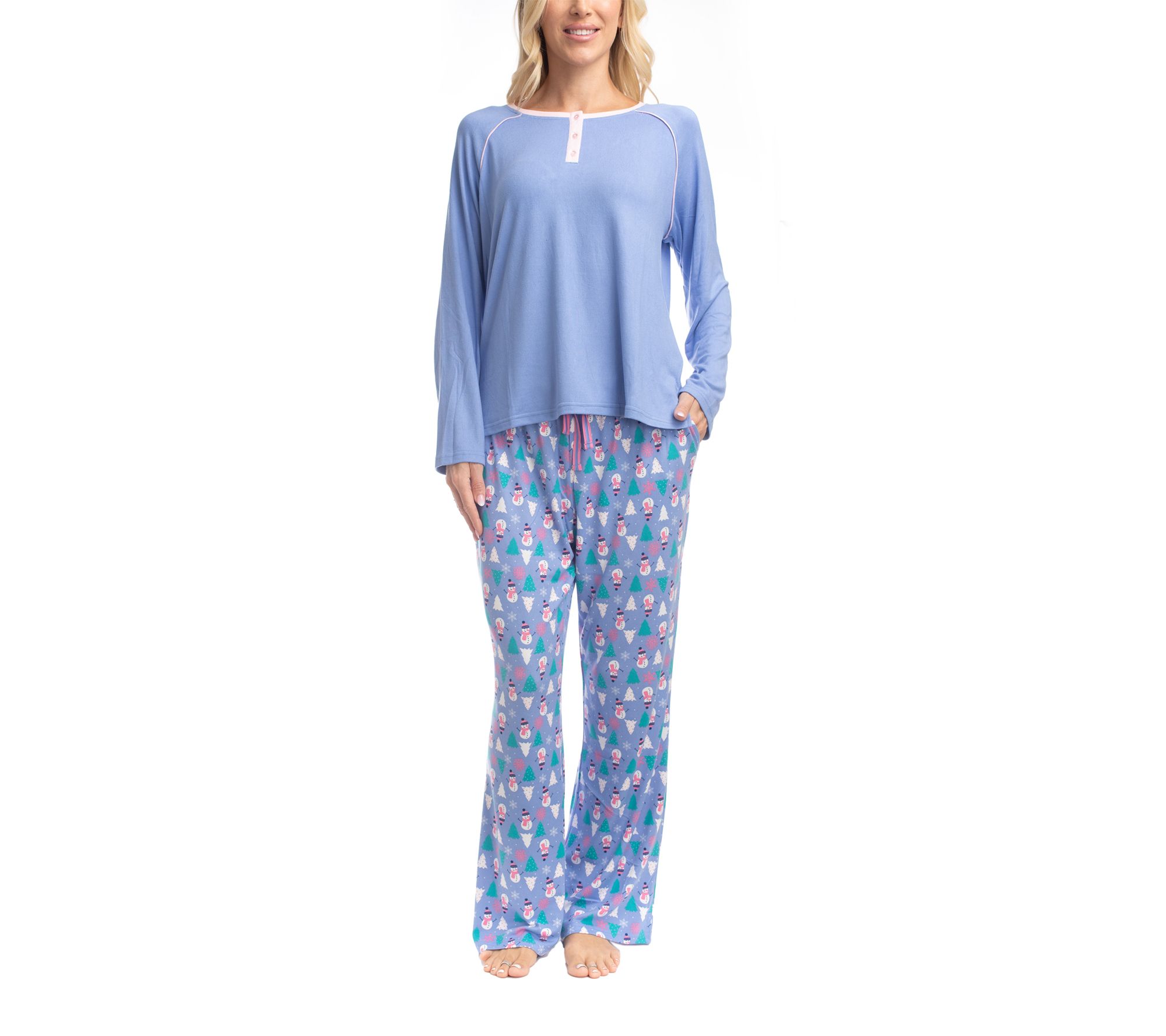Goodnight Kiss Ladies' Cherry & Merry Henley PJSet