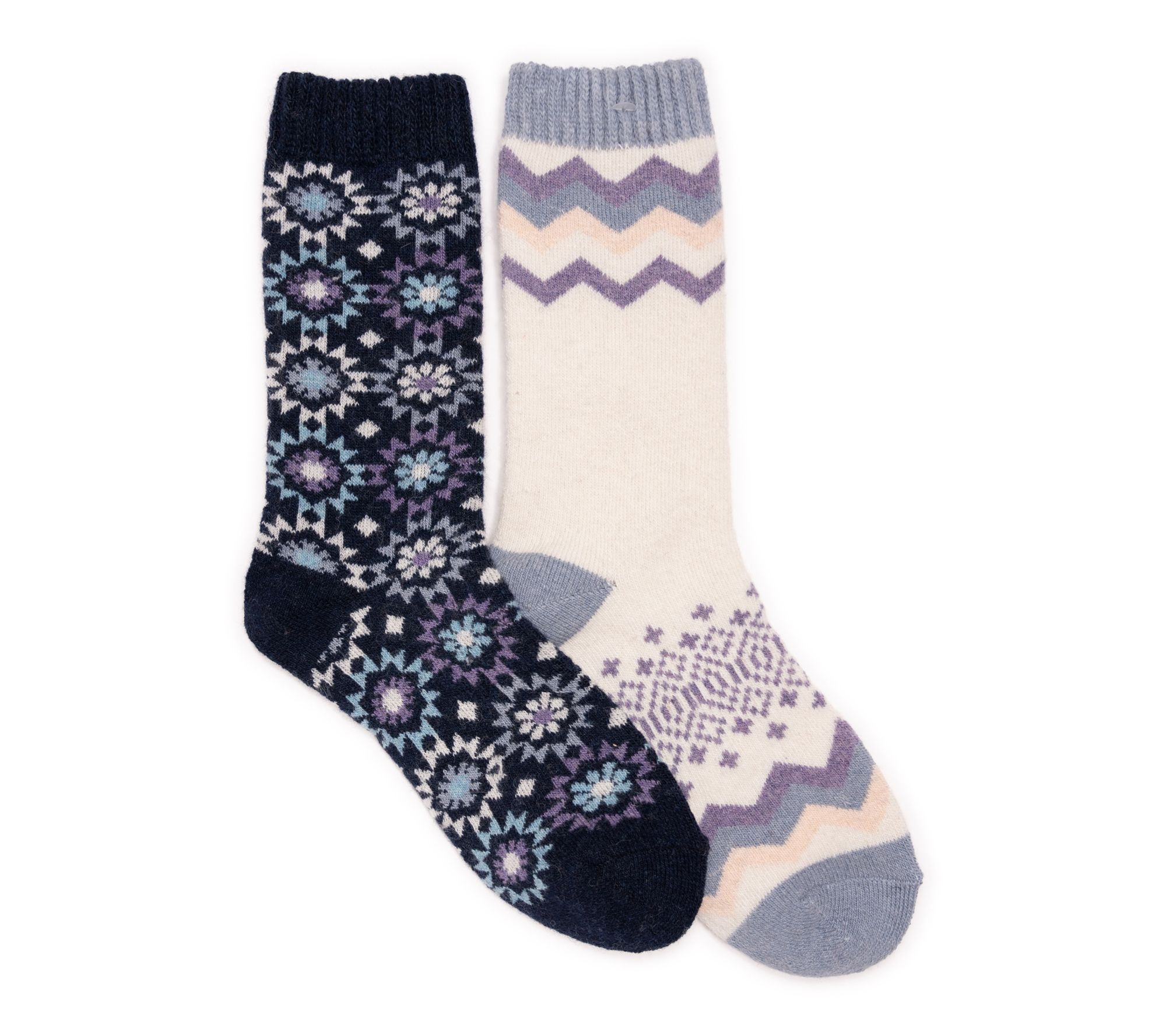 MUK LUKS Women's Set of 2 Cozy Wool Blend Socks