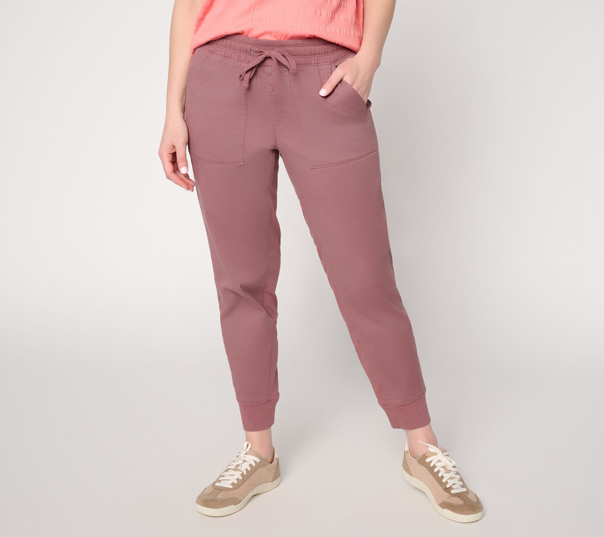 AnyBody Petite Cozy Knit French Terry & Woven Jogger