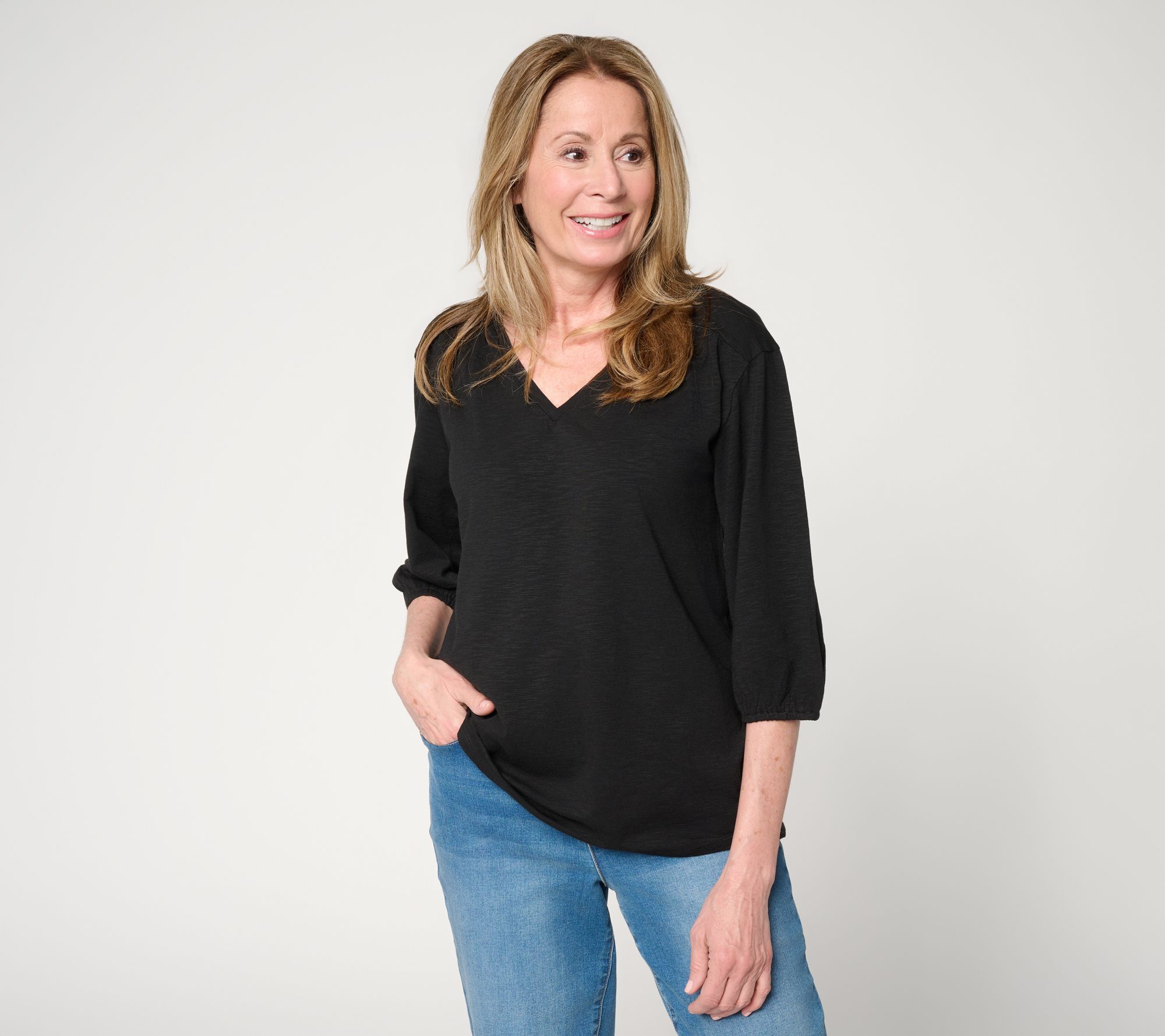 Ree by the Pioneer Woman Essentials Slub Knit V-Neck Top