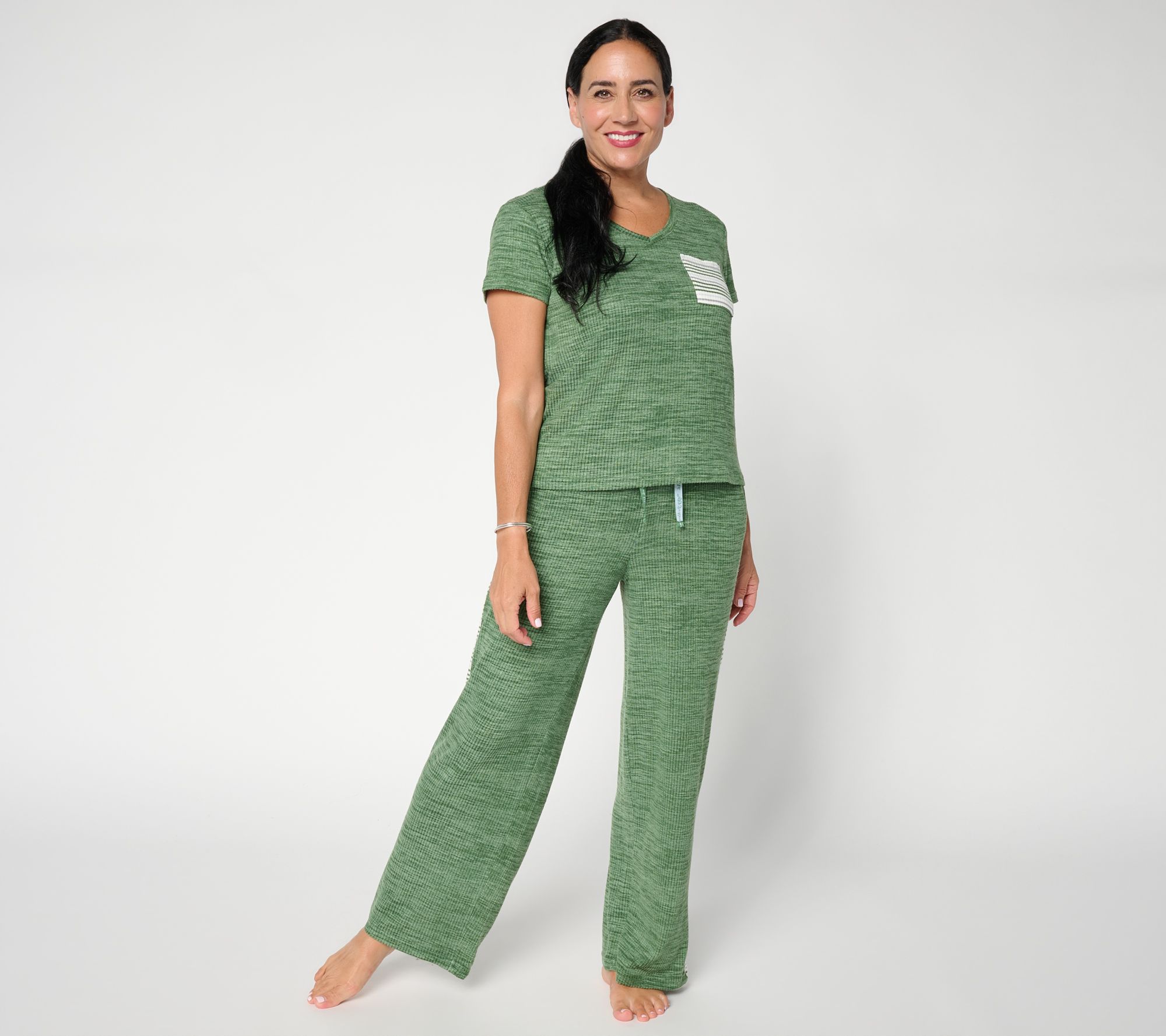 MUK LUKS Ribbed Butterknit Pocket Tee & Cropped Pant Lounge Set