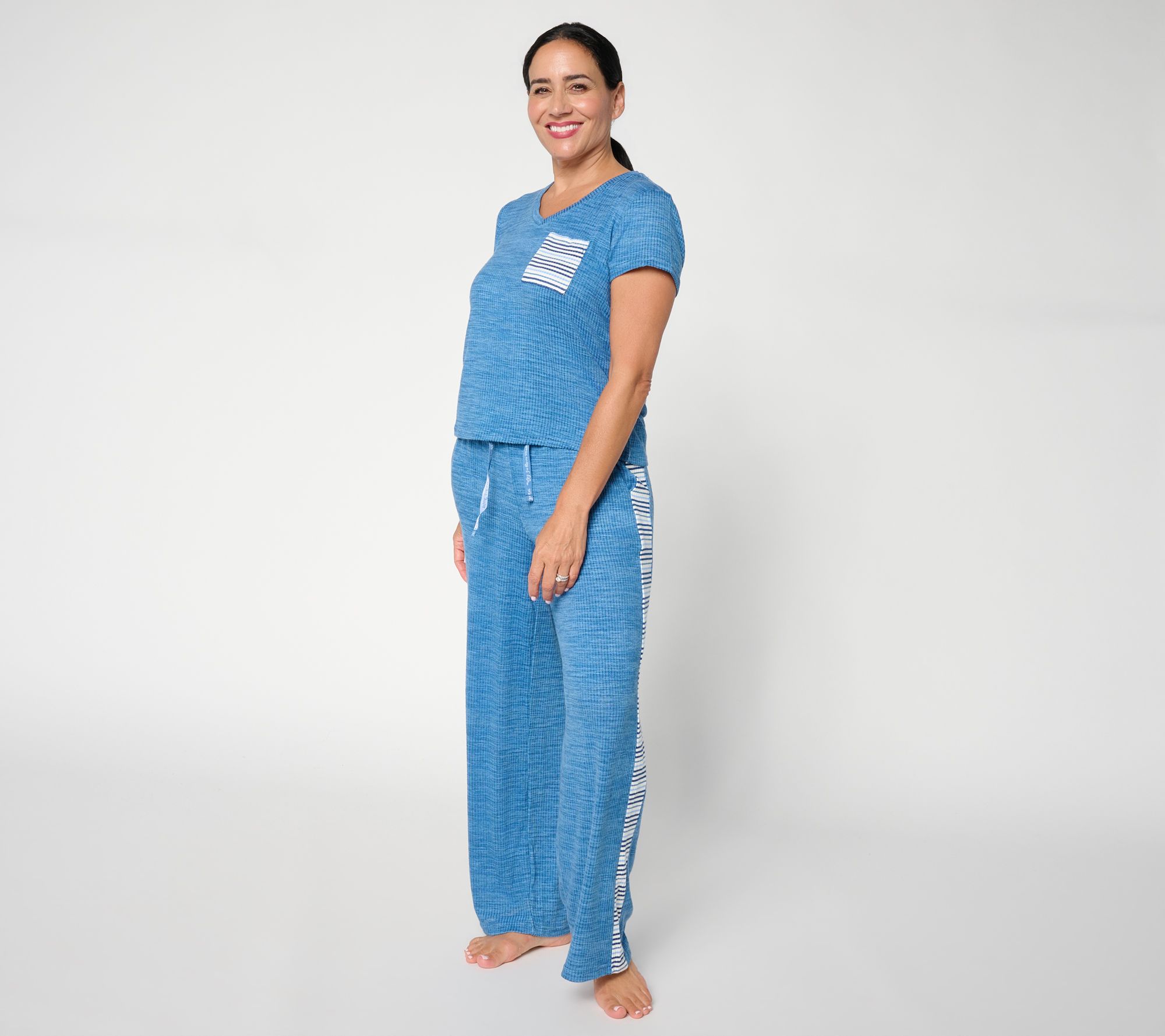 MUK LUKS Ribbed Butterknit Pocket Tee & Cropped Pant Lounge Set